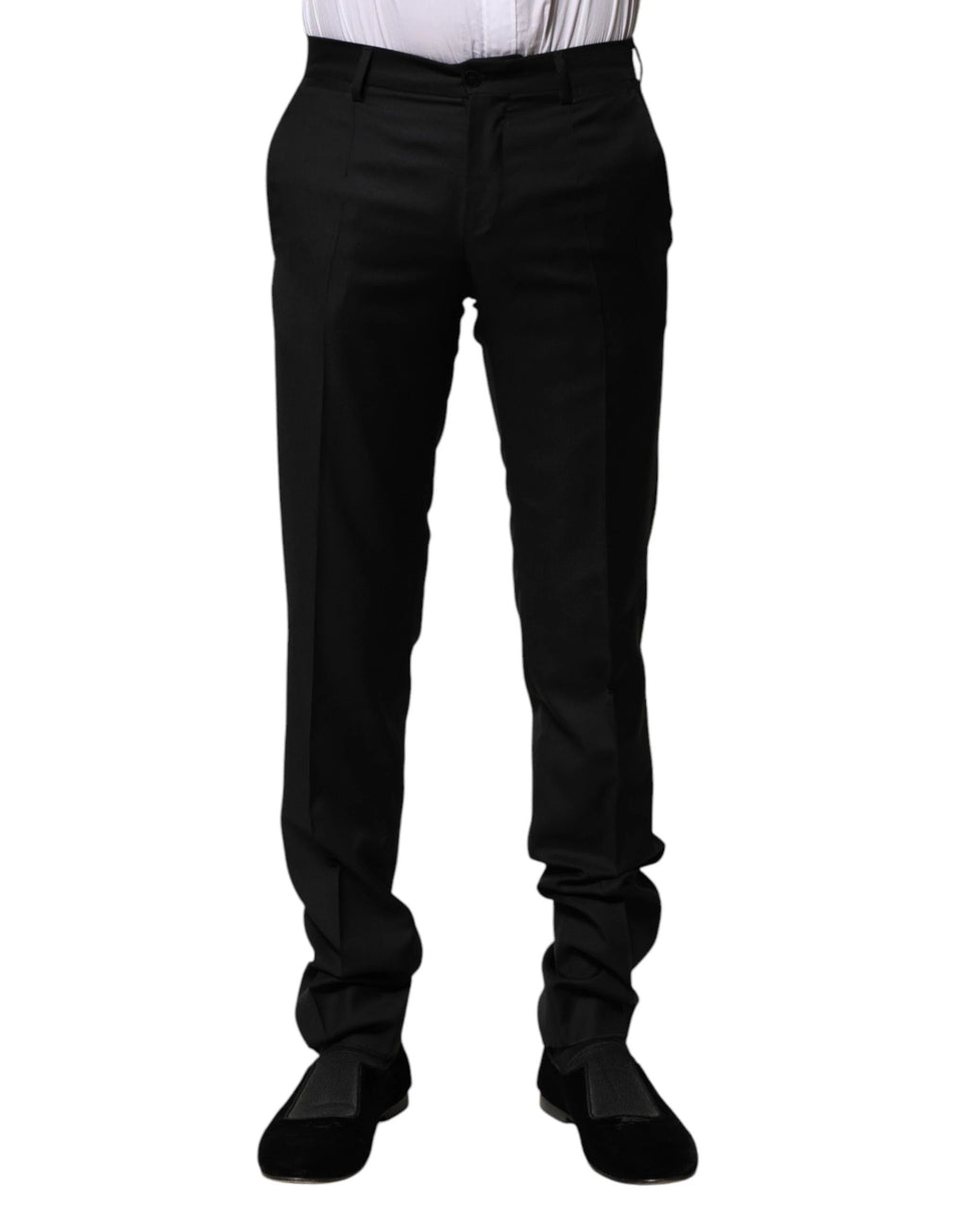 Dolce & Gabbana Black Wool Formal Men Slim Pants by Dolce & Gabbana