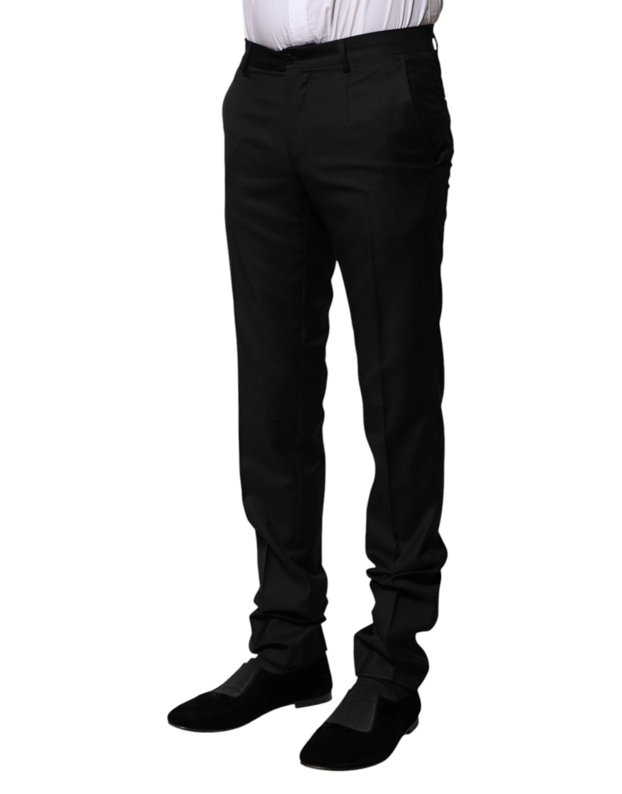 Dolce & Gabbana Black Wool Formal Men Slim Pants by Dolce & Gabbana