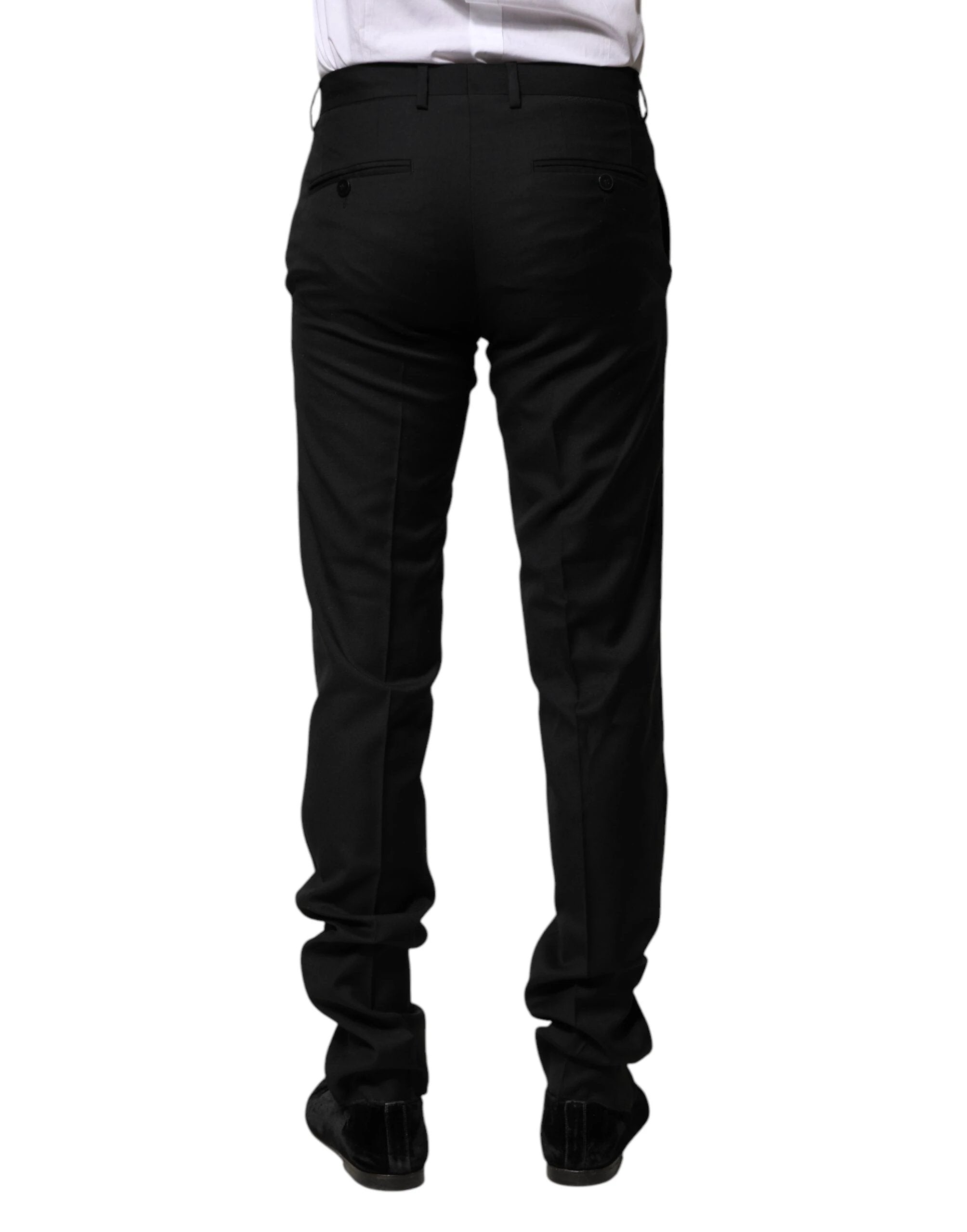 Dolce & Gabbana Black Wool Formal Men Slim Pants by Dolce & Gabbana