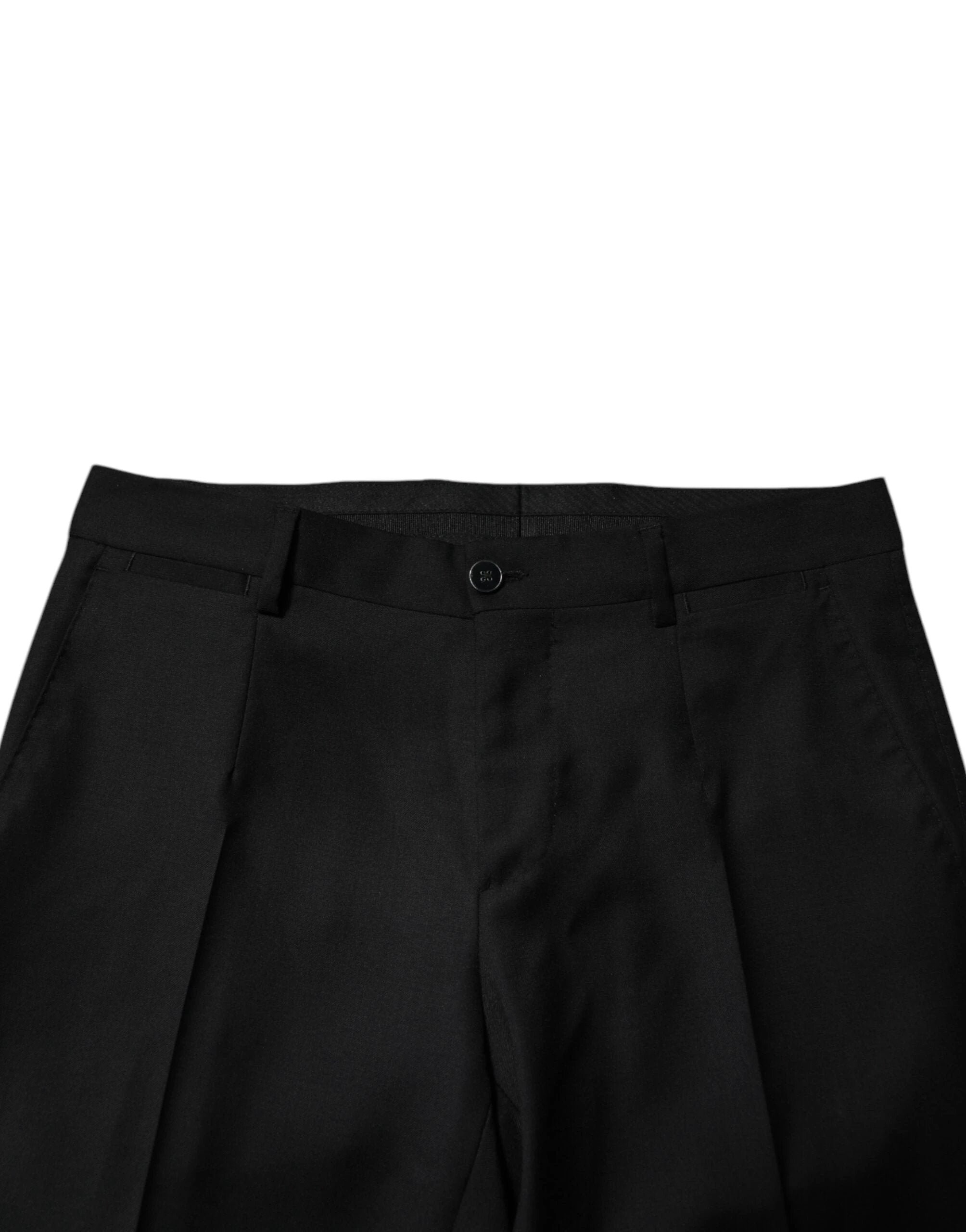 Dolce & Gabbana Black Wool Formal Men Slim Pants by Dolce & Gabbana