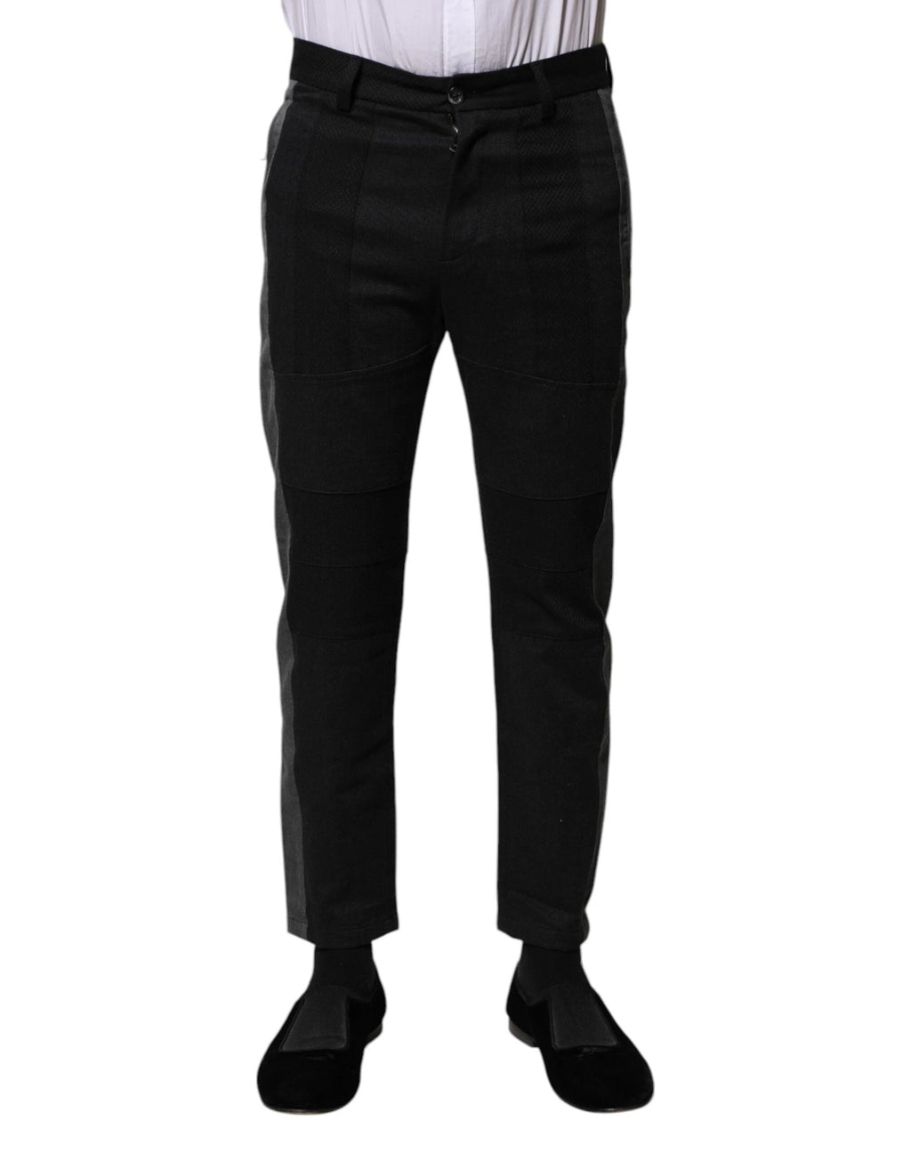 Dolce & Gabbana Black Gray Fantasy Cotton Formal Slim Pants by Dolce & Gabbana