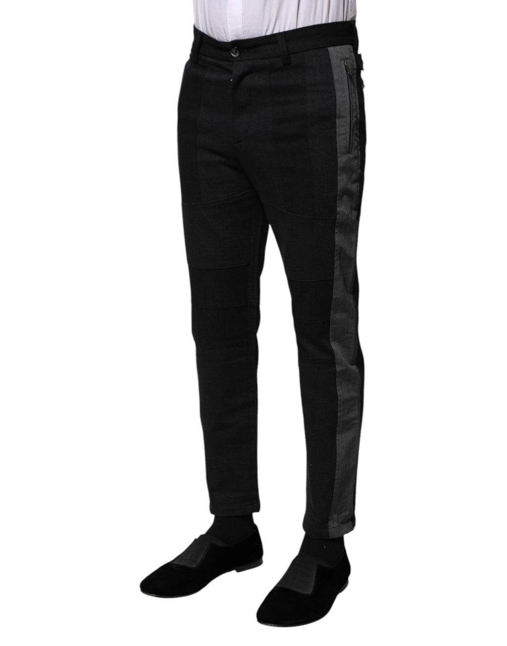 Dolce & Gabbana Black Gray Fantasy Cotton Formal Slim Pants by Dolce & Gabbana