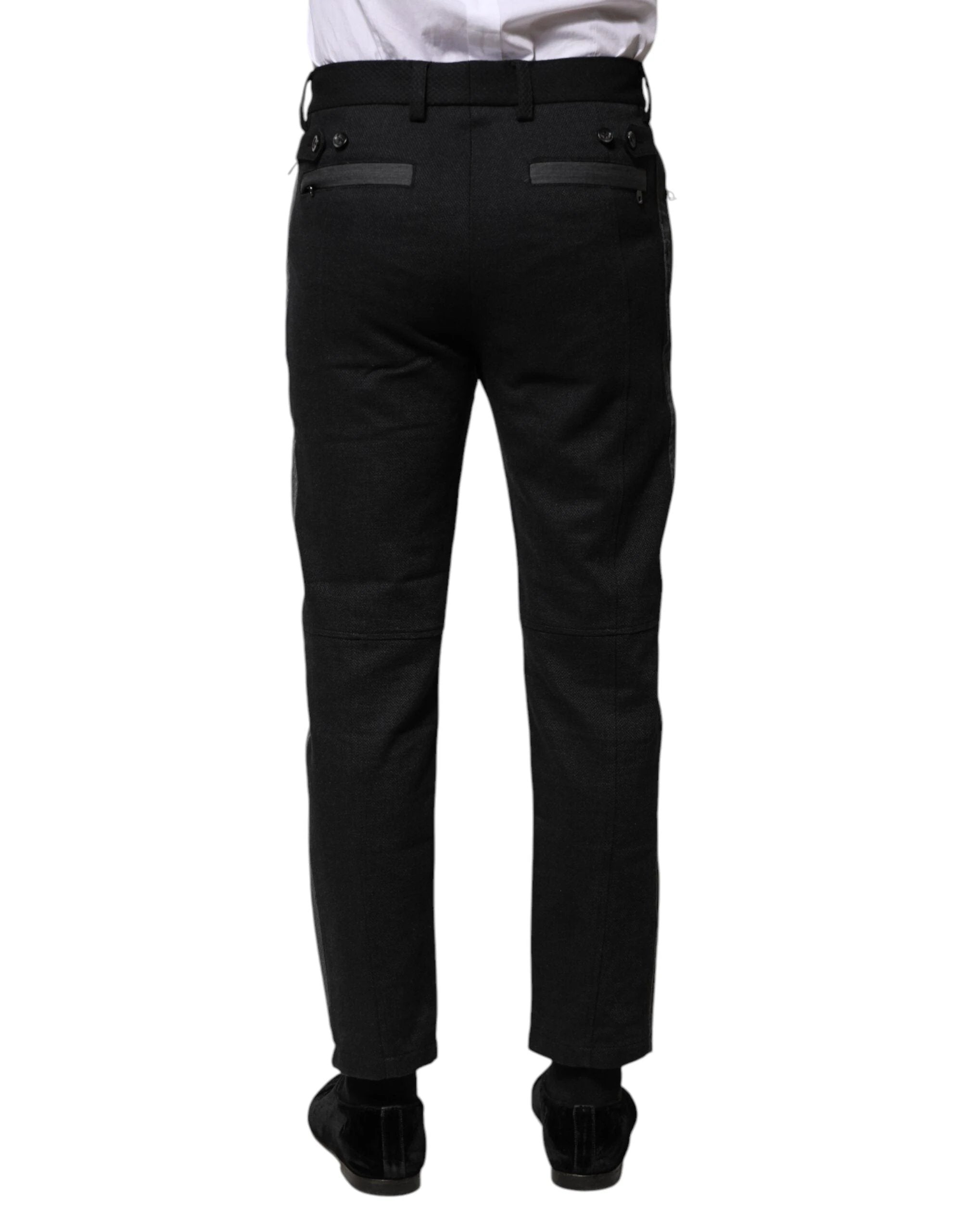 Dolce & Gabbana Black Gray Fantasy Cotton Formal Slim Pants by Dolce & Gabbana