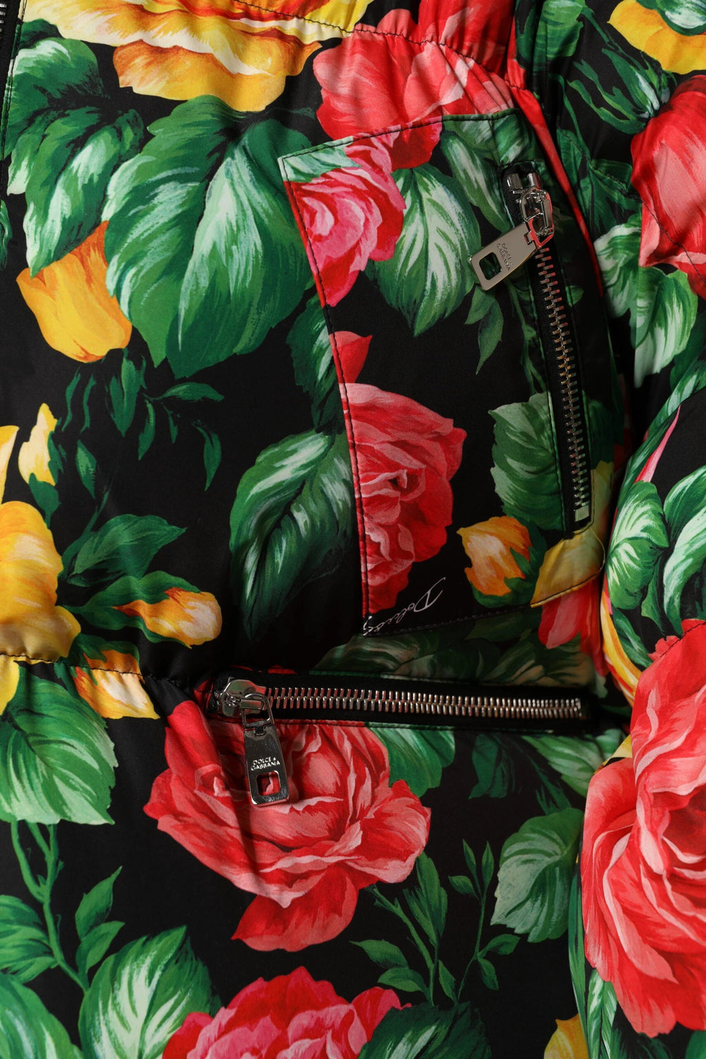 Dolce & Gabbana Multicolor Floral Puffer Hooded Jacket by Dolce & Gabbana