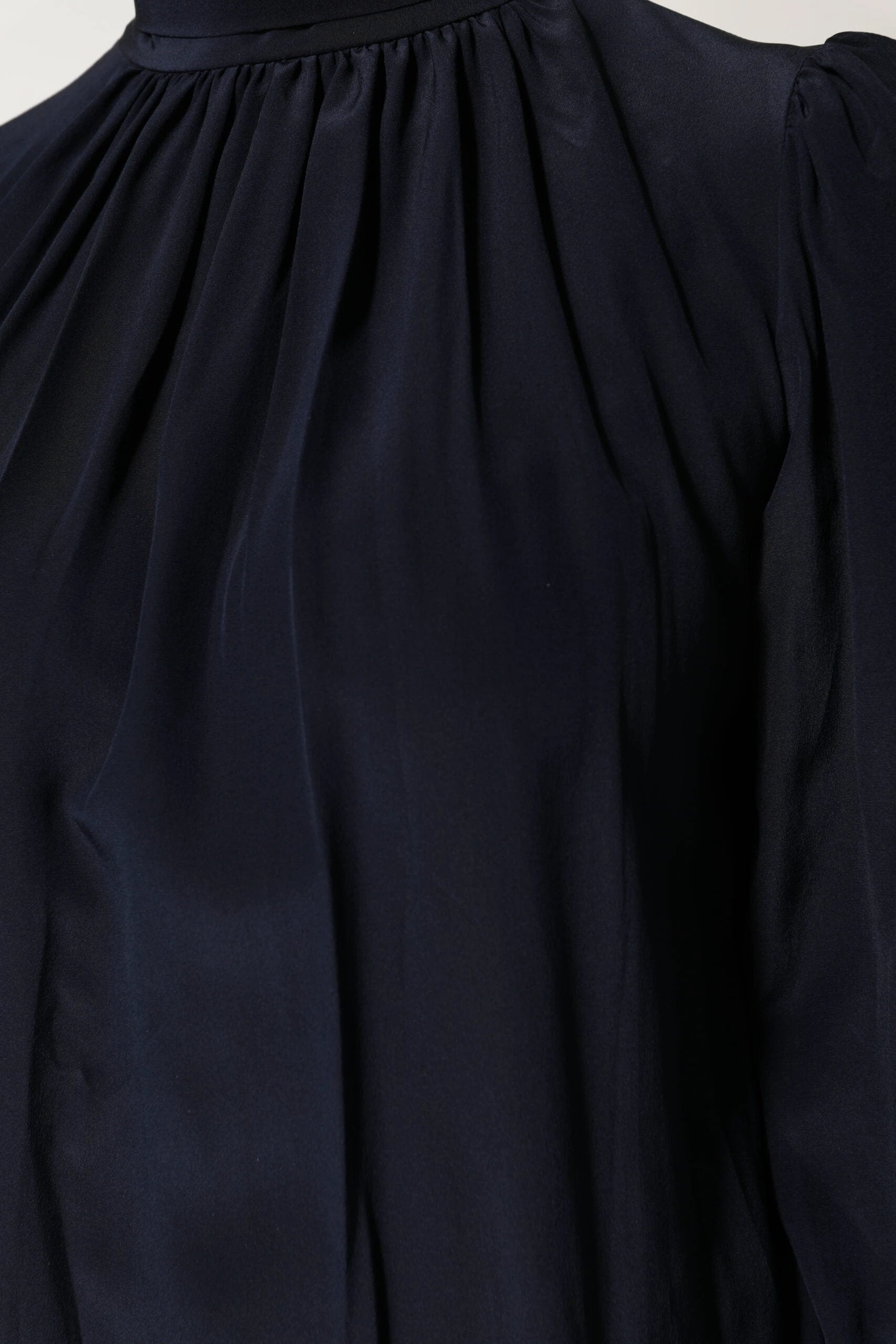 Dolce & Gabbana Blue Silk Mock Neck Long Sleeves Blouse Top by Dolce & Gabbana