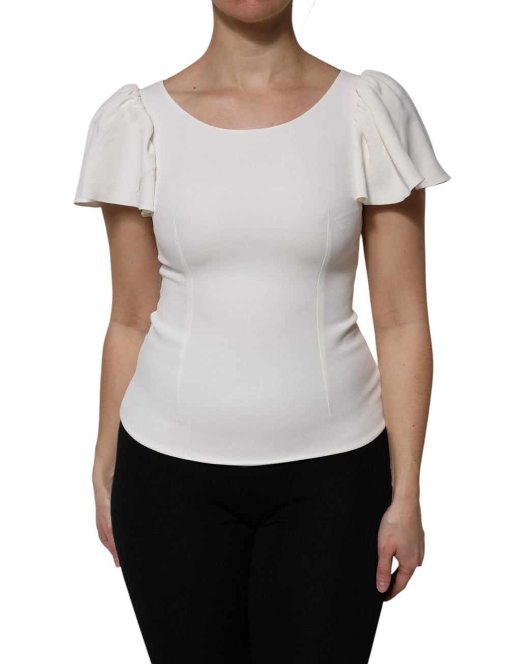 Dolce & Gabbana White Viscose Round Neck Short Sleeves Top by Dolce & Gabbana