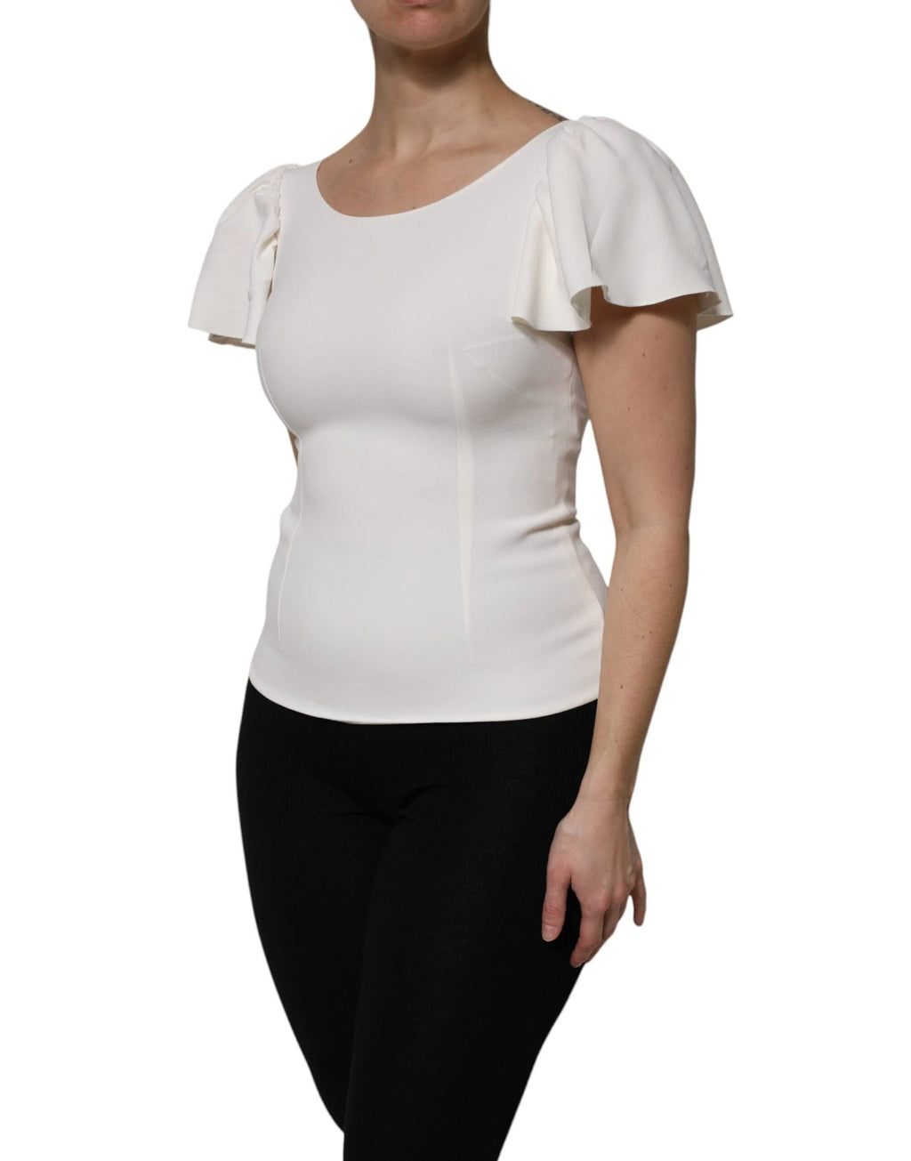 Dolce & Gabbana White Viscose Round Neck Short Sleeves Top by Dolce & Gabbana