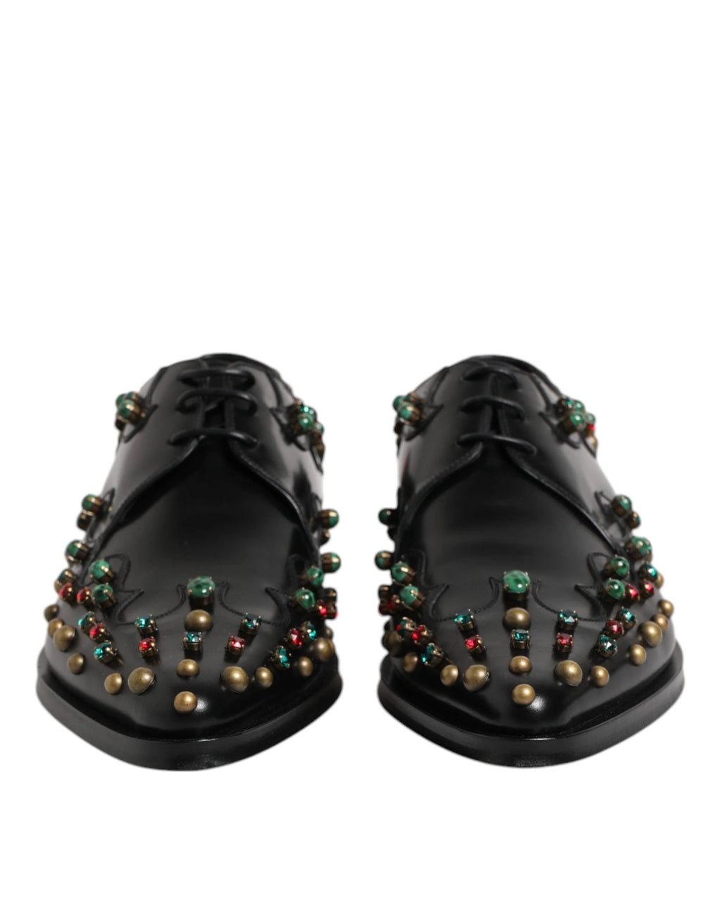 Dolce & Gabbana Black Leather Derby Dress Studded Shoes by Dolce & Gabbana