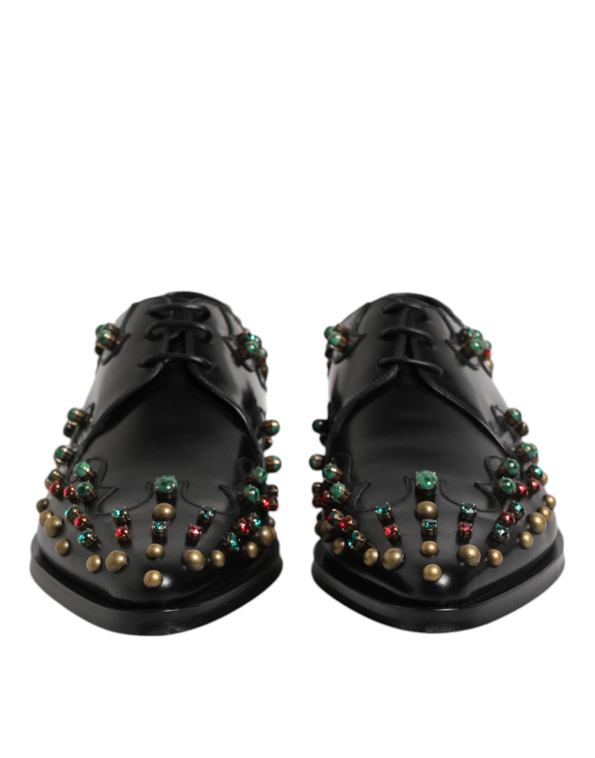 Dolce & Gabbana Black Leather Derby Dress Studded Shoes by Dolce & Gabbana
