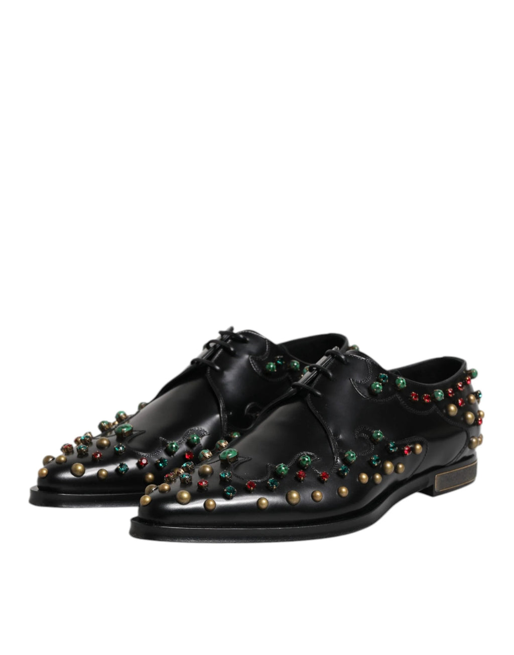 Dolce & Gabbana Black Leather Derby Dress Studded Shoes by Dolce & Gabbana
