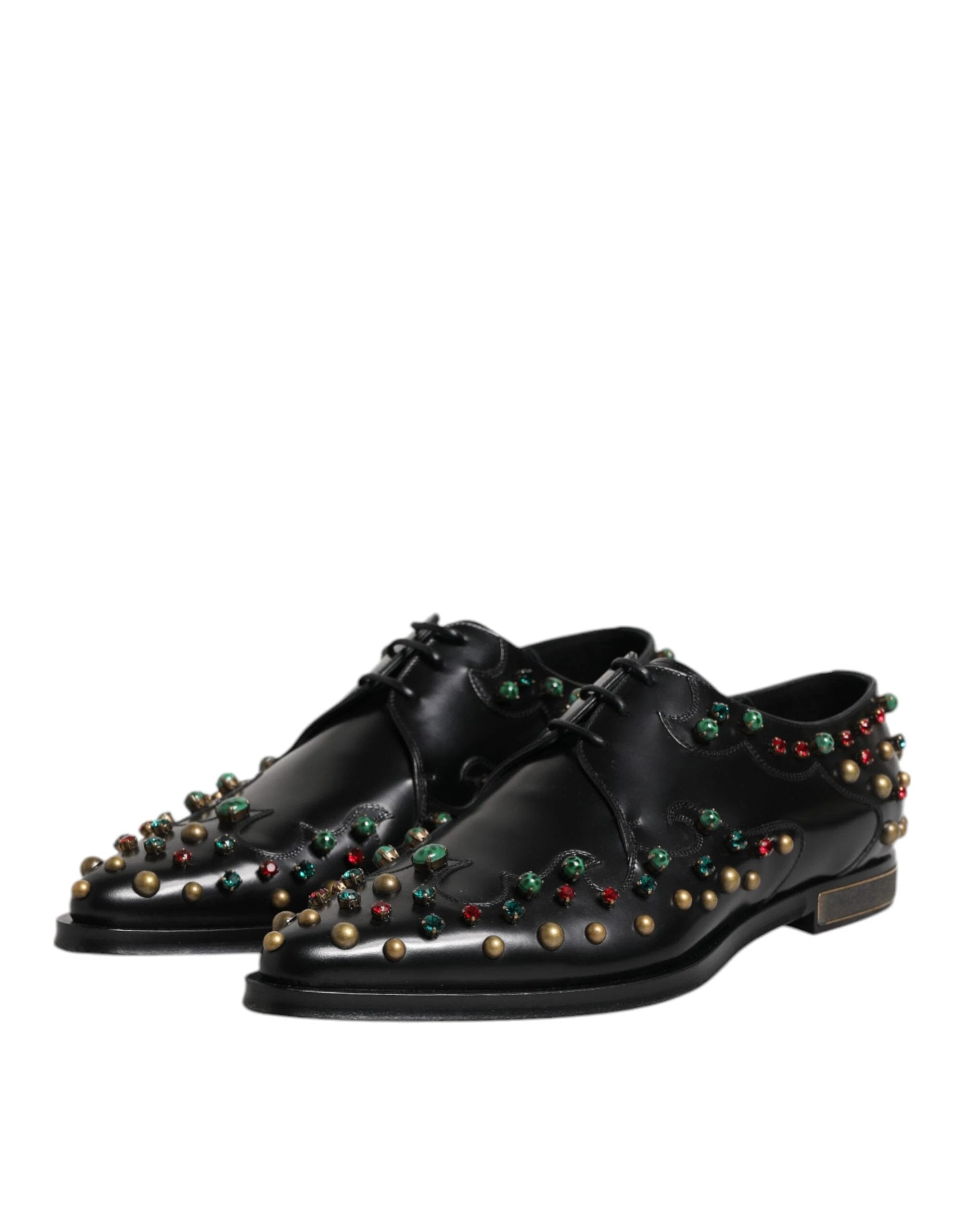 Dolce & Gabbana Black Leather Derby Dress Studded Shoes by Dolce & Gabbana