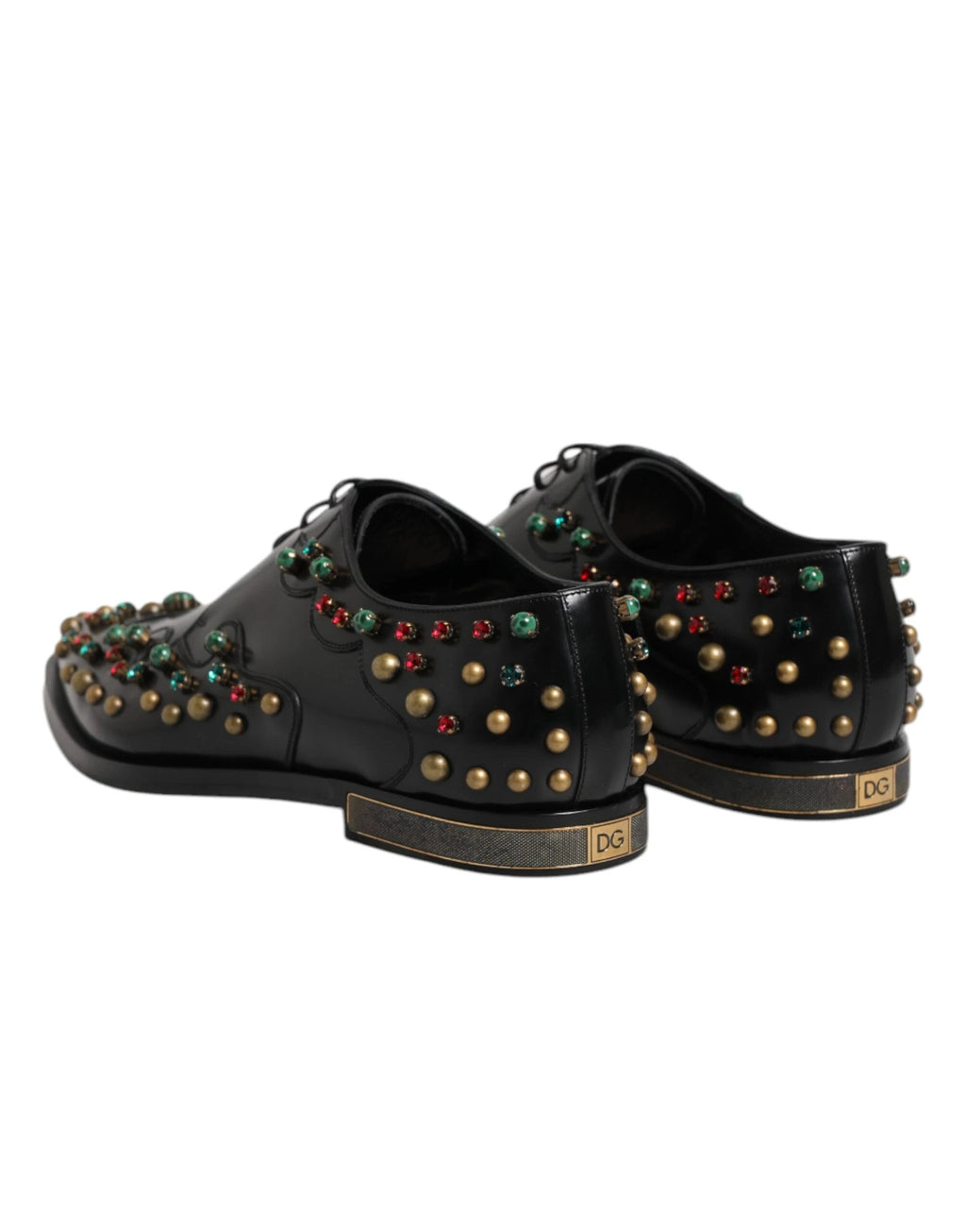 Dolce & Gabbana Black Leather Derby Dress Studded Shoes by Dolce & Gabbana