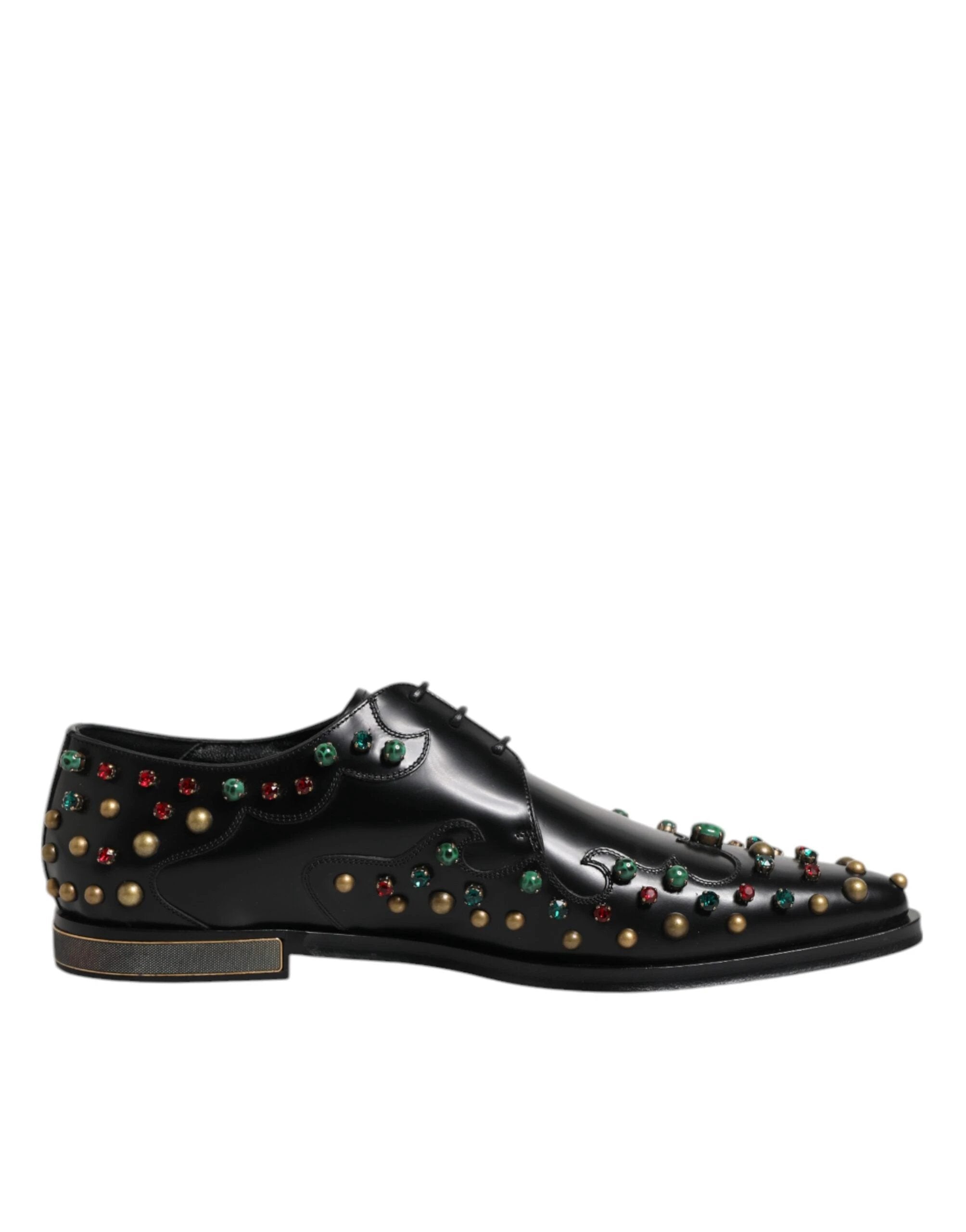 Dolce & Gabbana Black Leather Derby Dress Studded Shoes by Dolce & Gabbana