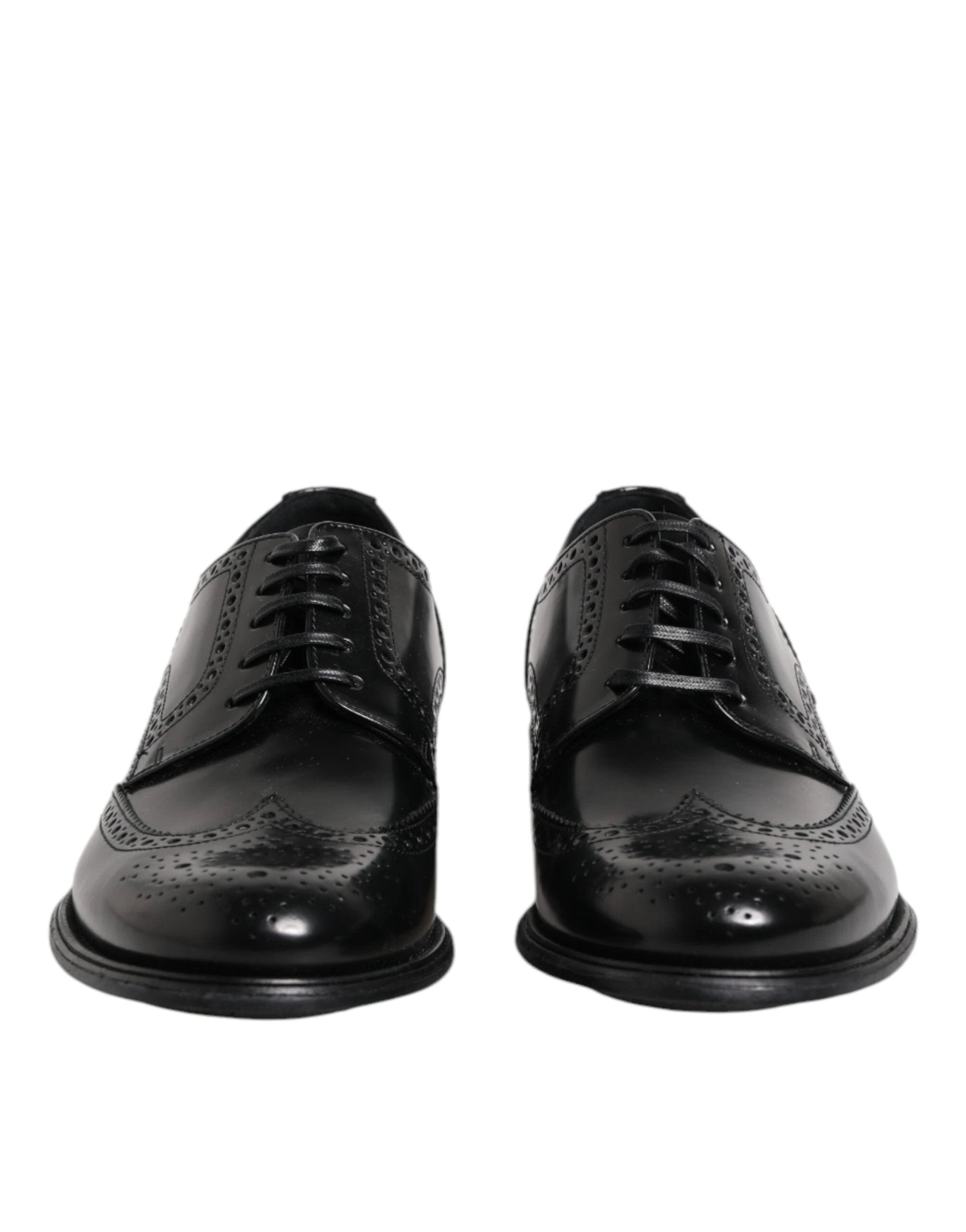 Dolce & Gabbana Black Leather Derby Wingtip Formal Shoes by Dolce & Gabbana