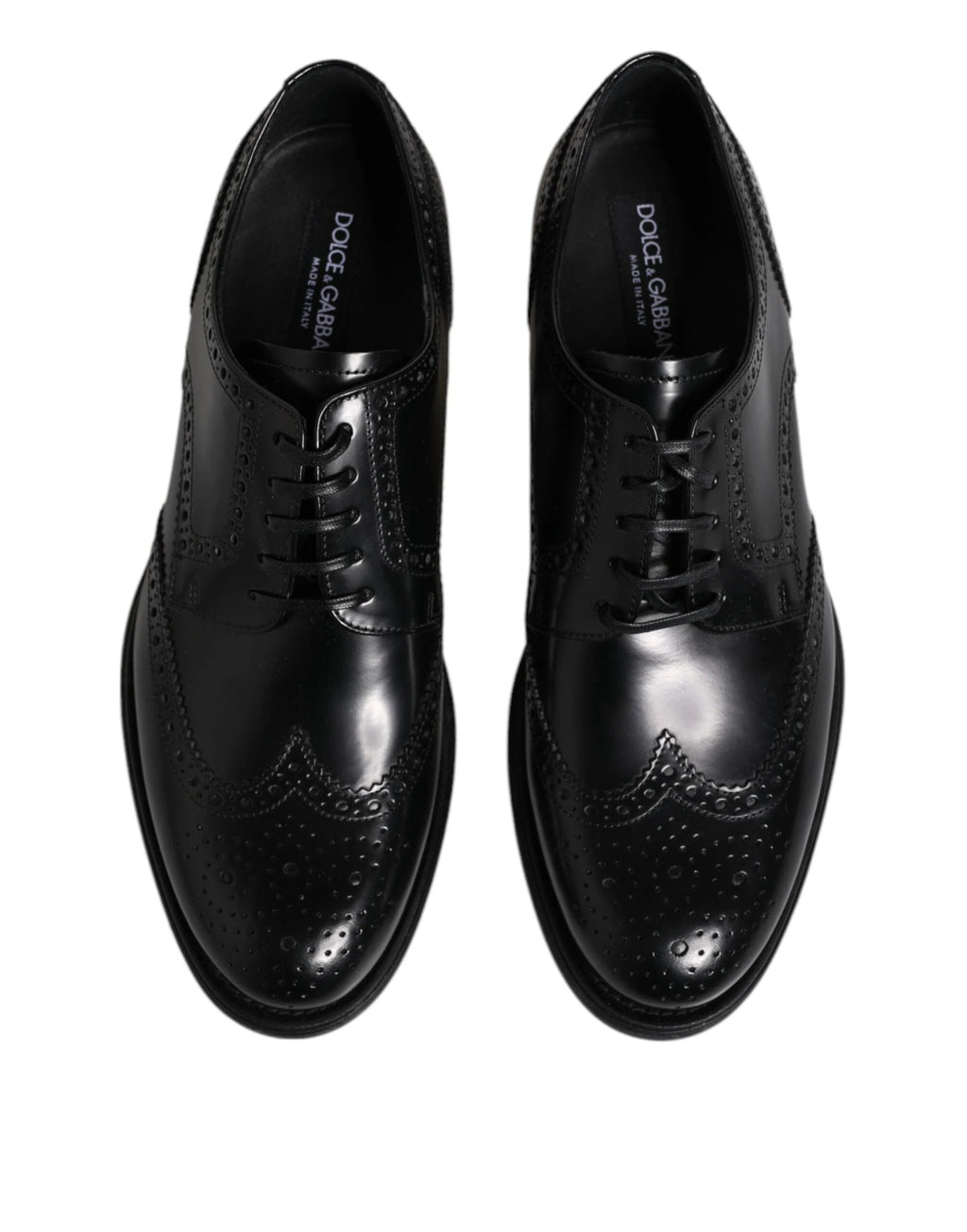 Dolce & Gabbana Black Leather Derby Wingtip Formal Shoes by Dolce & Gabbana
