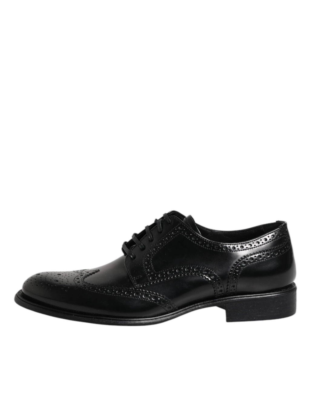 Dolce & Gabbana Black Leather Derby Wingtip Formal Shoes by Dolce & Gabbana
