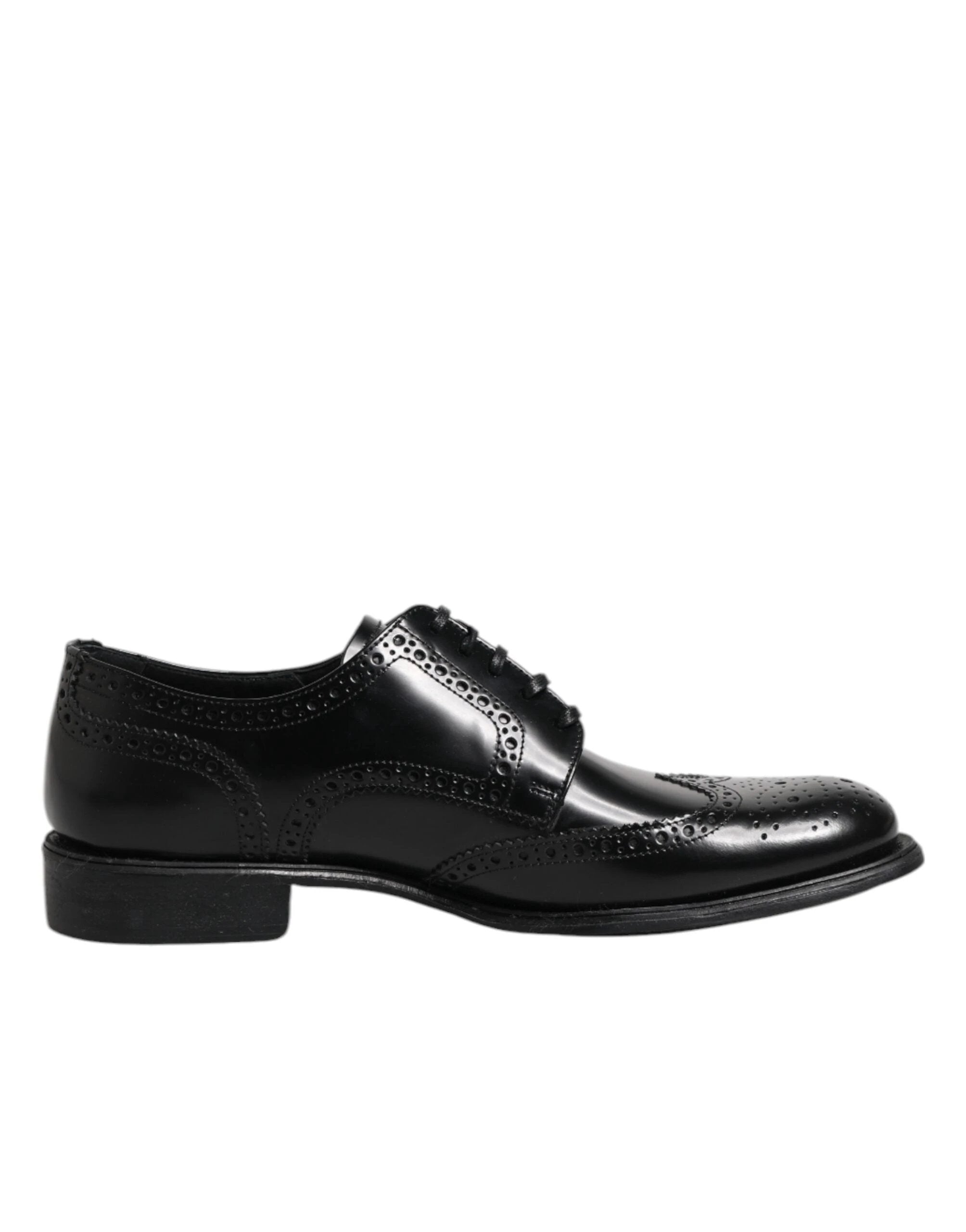 Dolce & Gabbana Black Leather Derby Wingtip Formal Shoes by Dolce & Gabbana