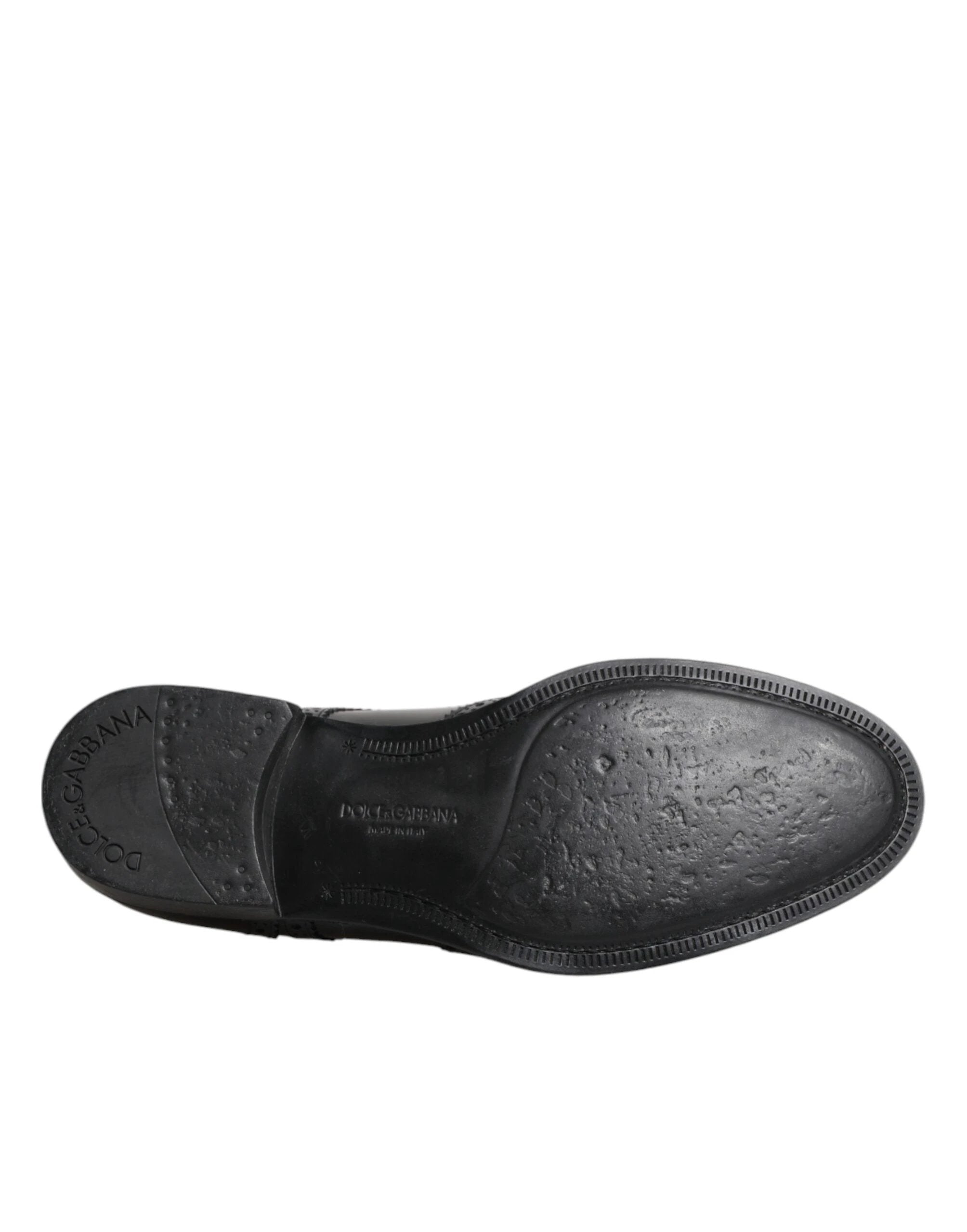 Dolce & Gabbana Black Leather Derby Wingtip Formal Shoes by Dolce & Gabbana