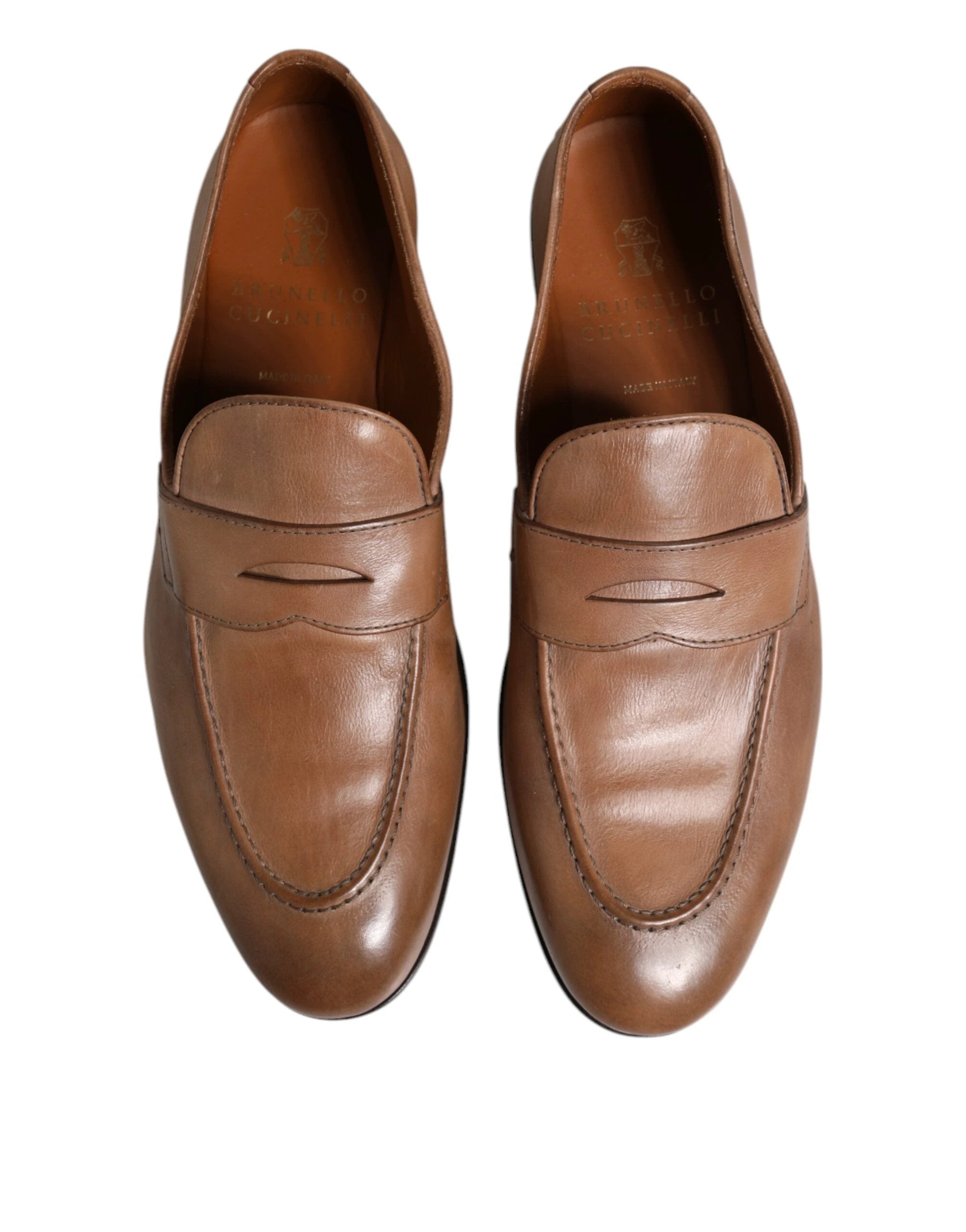 Brunello Cucinelli Brown Leather Loafer Dress Formal Shoes by Brunello Cucinelli