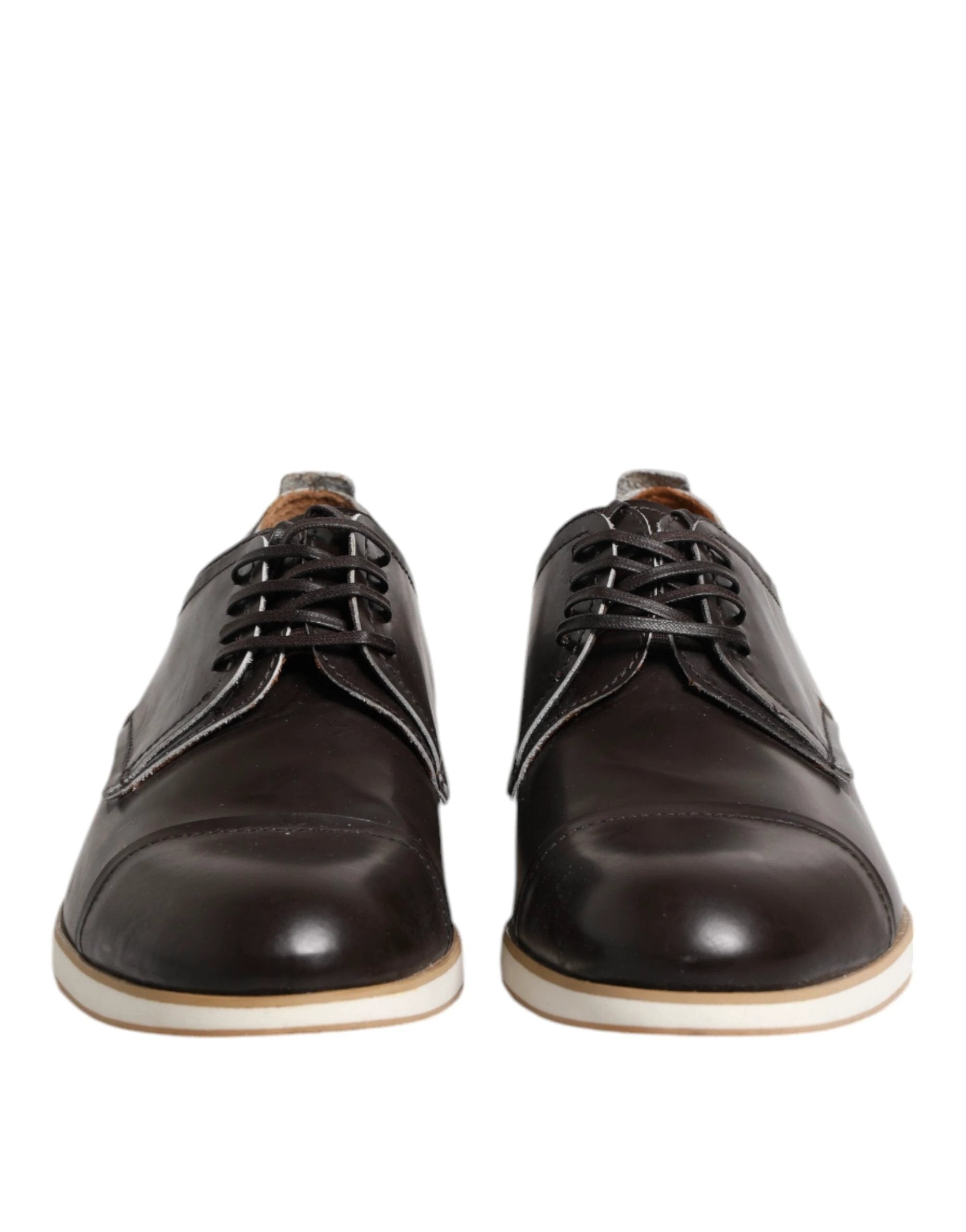 Pollini Dark Brown Leather Derby Lace Up Dress Formal Shoes by Pollini