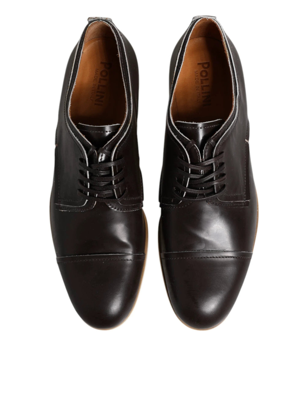 Pollini Dark Brown Leather Derby Lace Up Dress Formal Shoes by Pollini