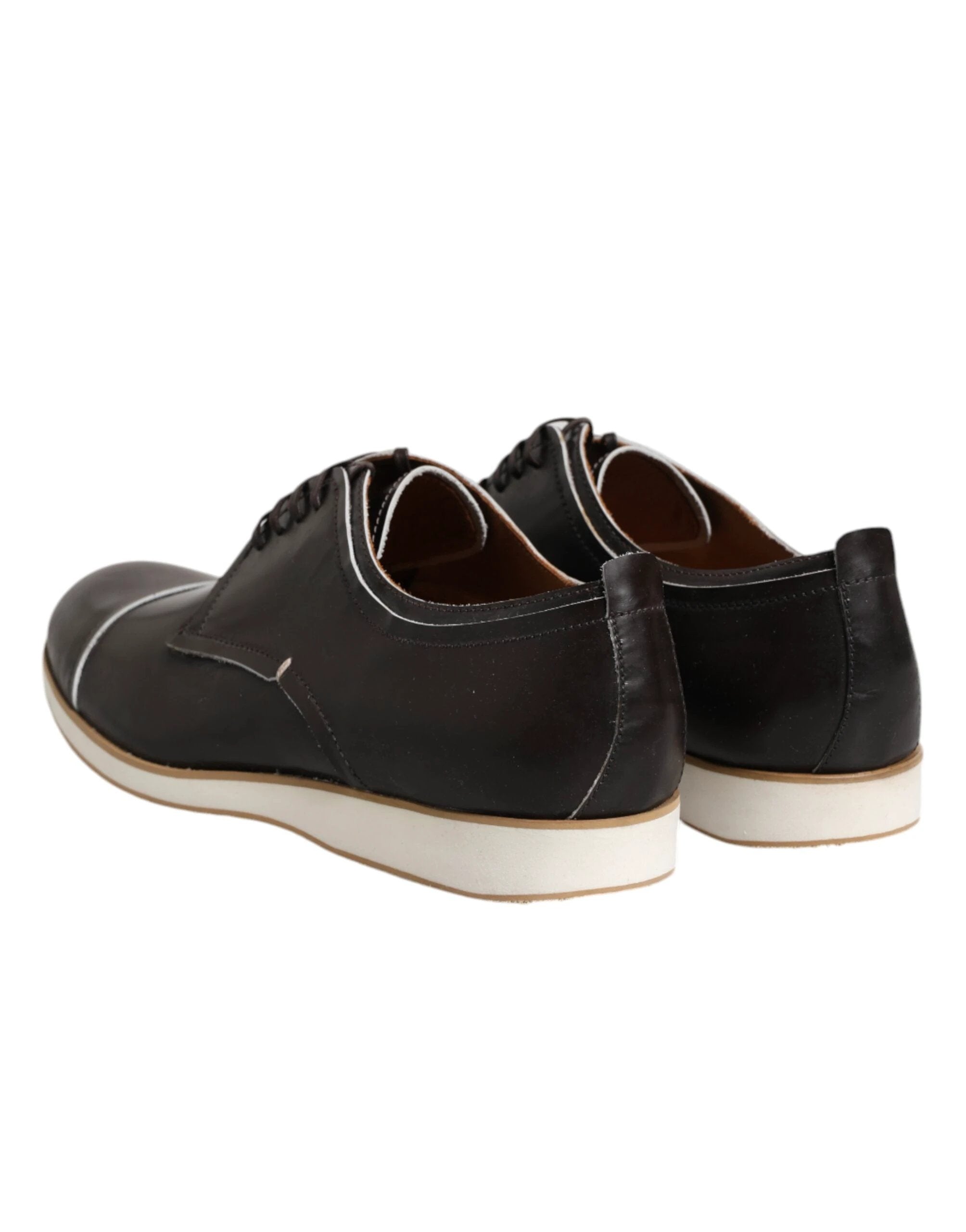 Pollini Dark Brown Leather Derby Lace Up Dress Formal Shoes by Pollini