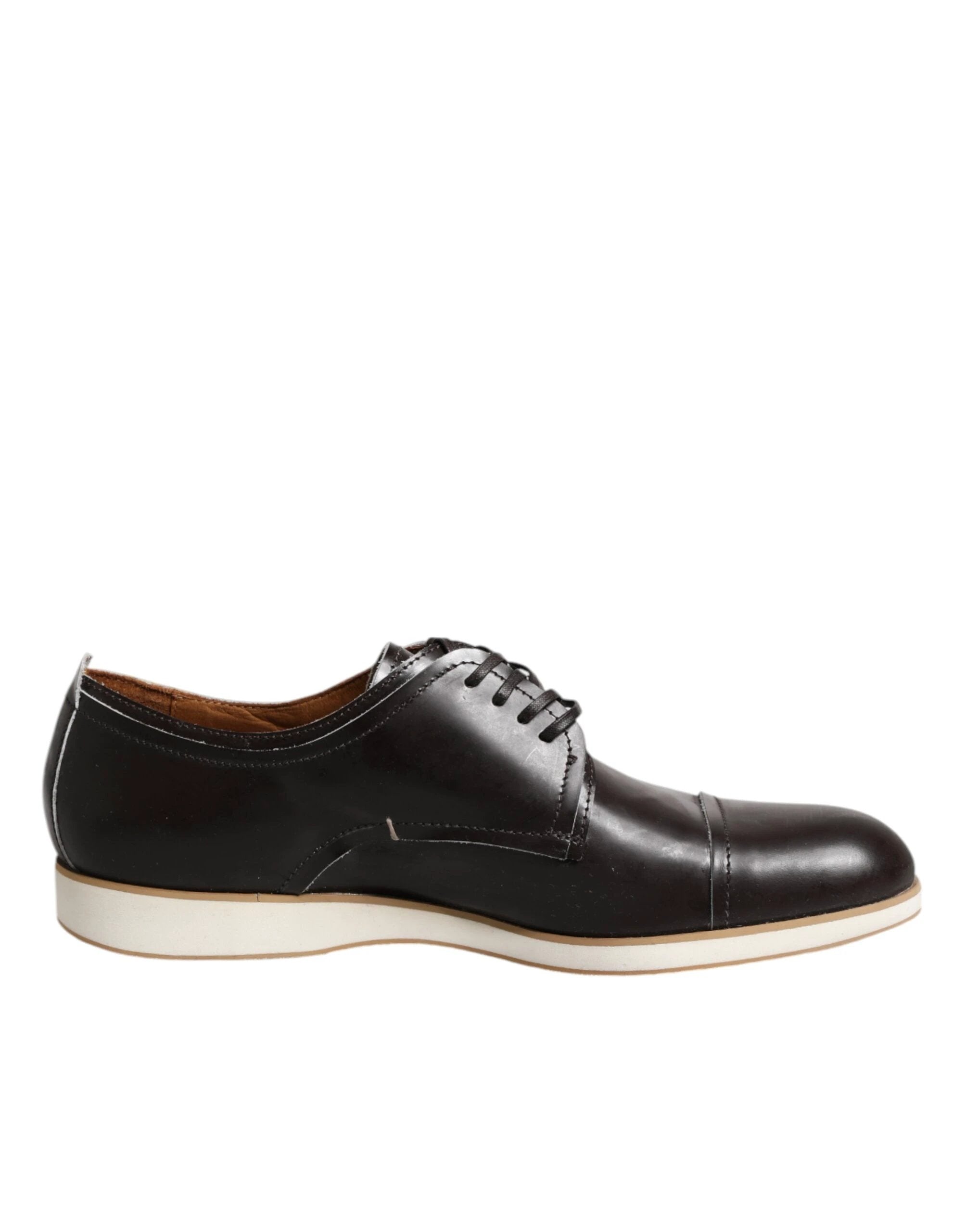 Pollini Dark Brown Leather Derby Lace Up Dress Formal Shoes by Pollini