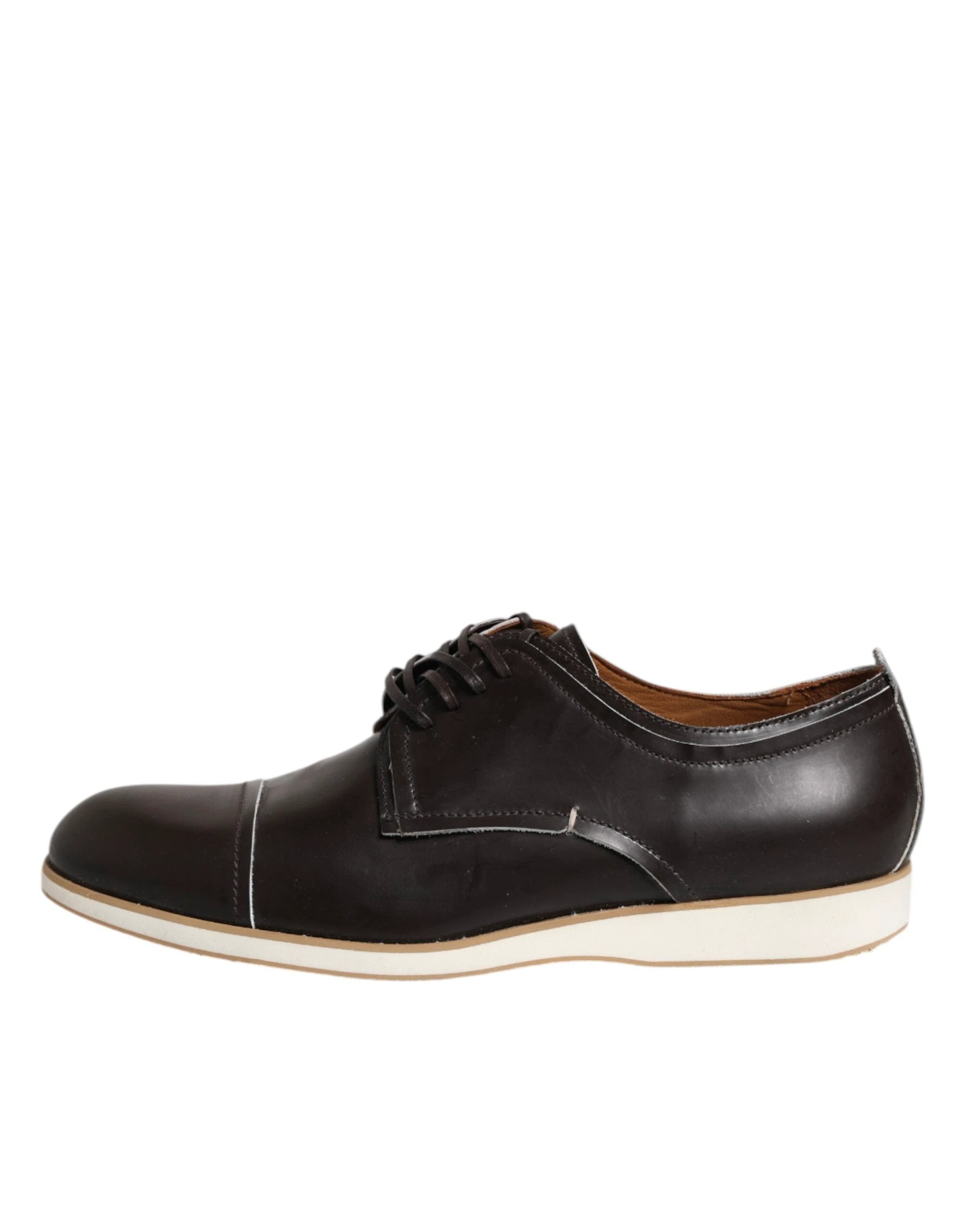 Pollini Dark Brown Leather Derby Lace Up Dress Formal Shoes by Pollini