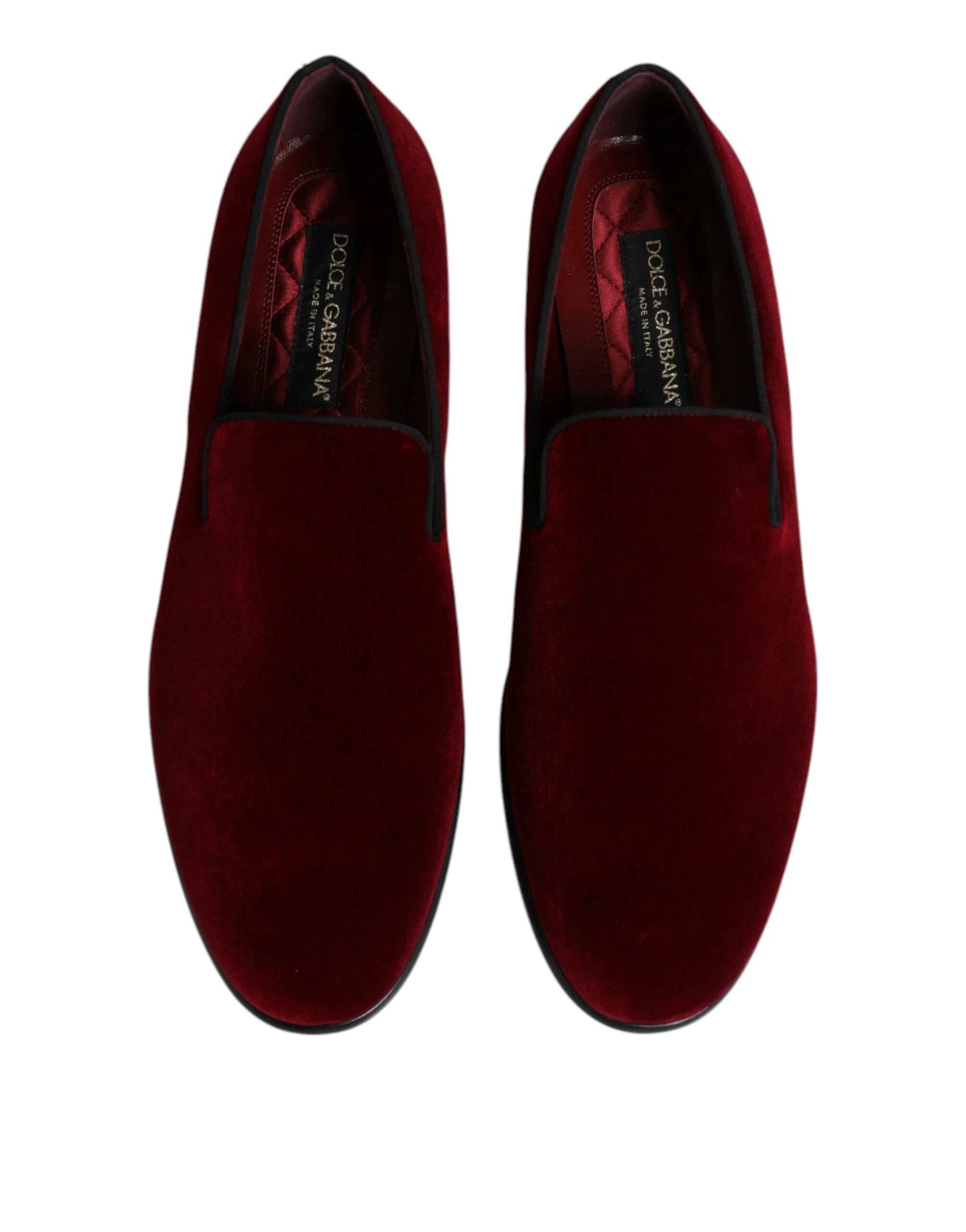 Dolce & Gabbana Red Cotton Velvet Slip On Loafers Formal Shoes by Dolce & Gabbana
