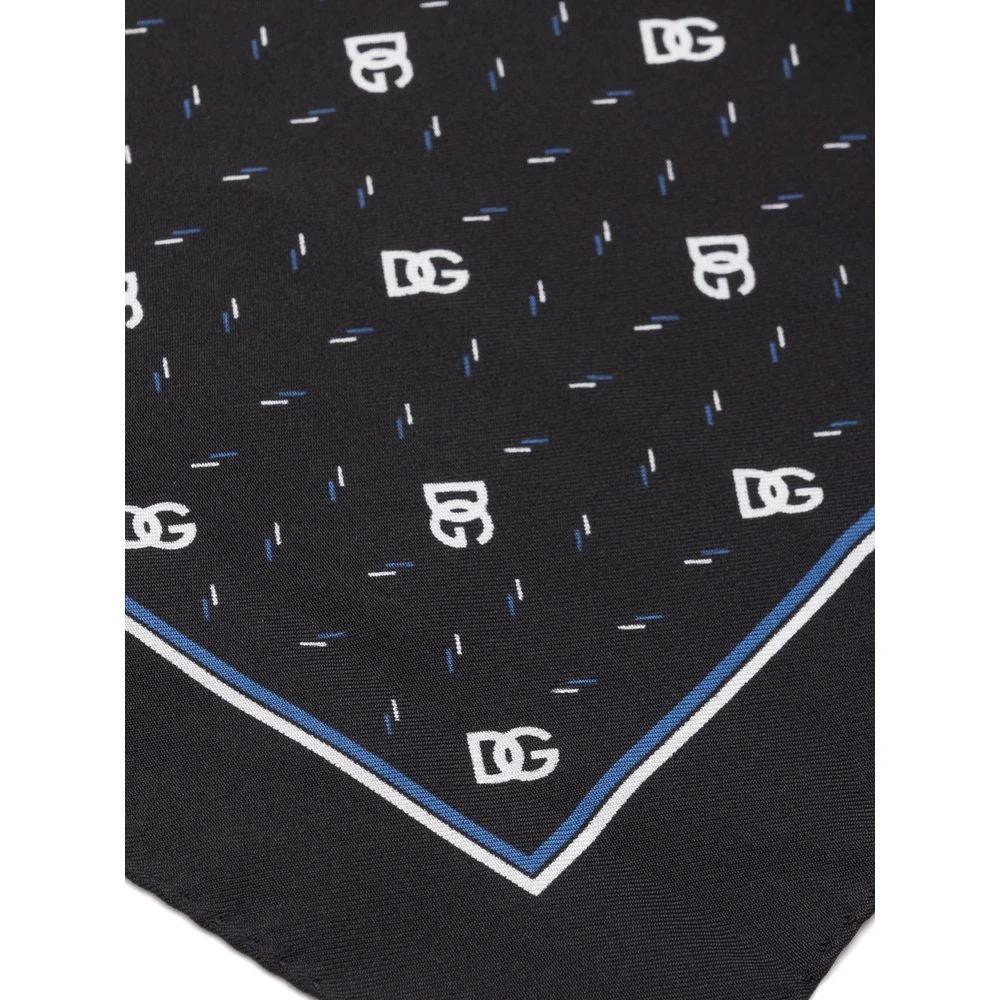 Dolce & Gabbana Black Silk Pocket Square by Dolce & Gabbana