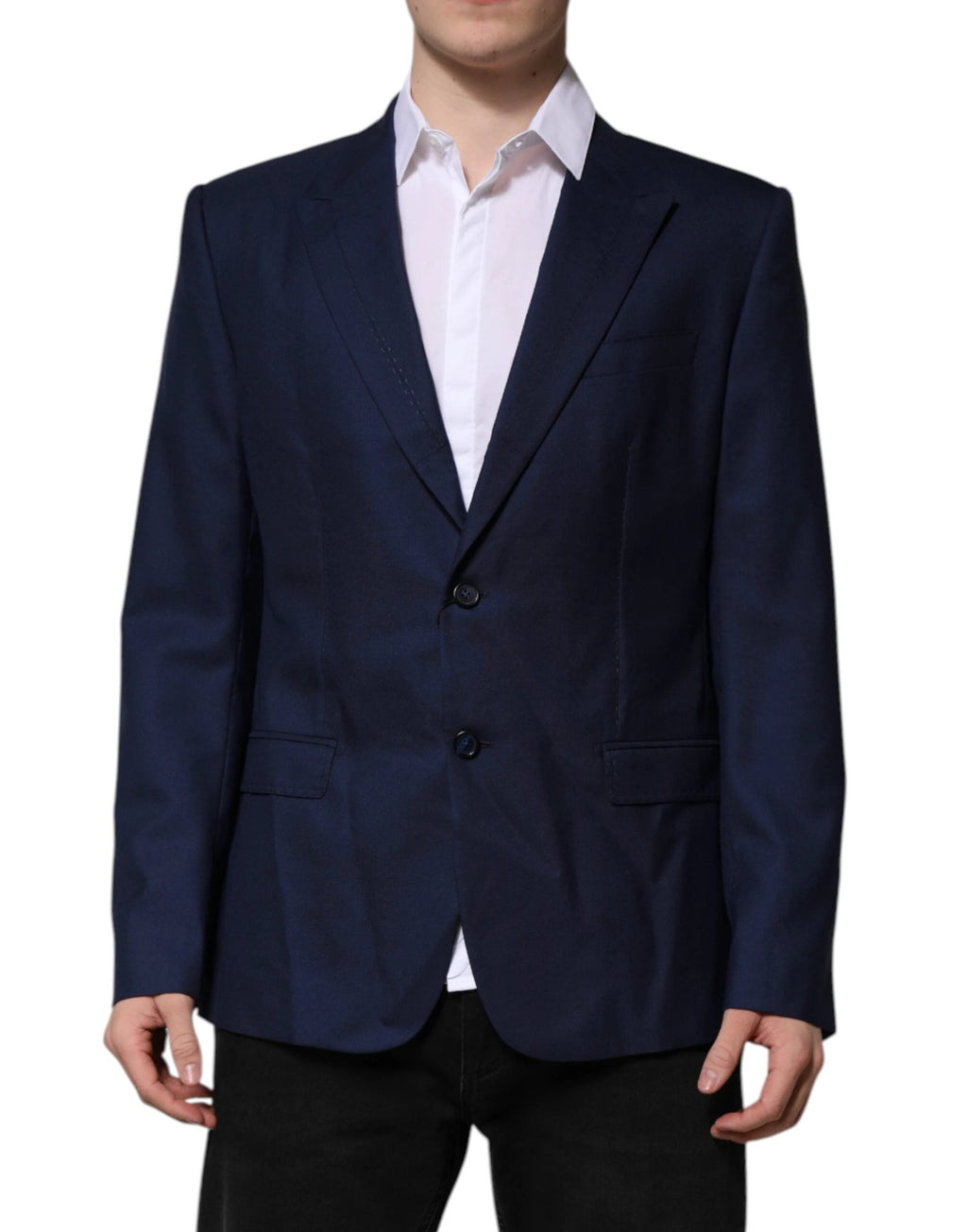 Dolce & Gabbana Blue Wool Single Breasted Suit Coat Blazer by Dolce & Gabbana