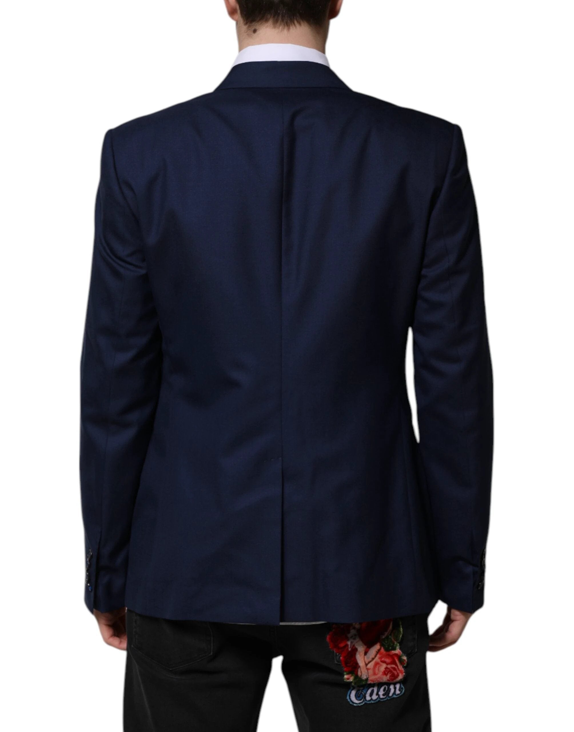 Dolce & Gabbana Blue Wool Single Breasted Suit Coat Blazer by Dolce & Gabbana