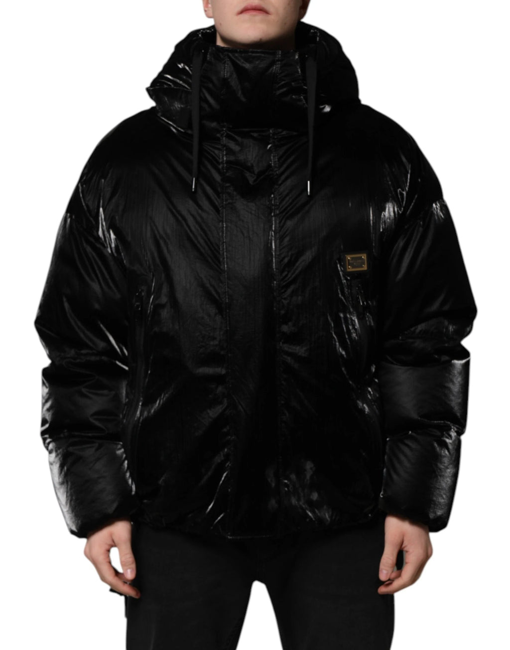 Dolce & Gabbana Black Logo Full Zip Hooded Quilted Jacket by Dolce & Gabbana