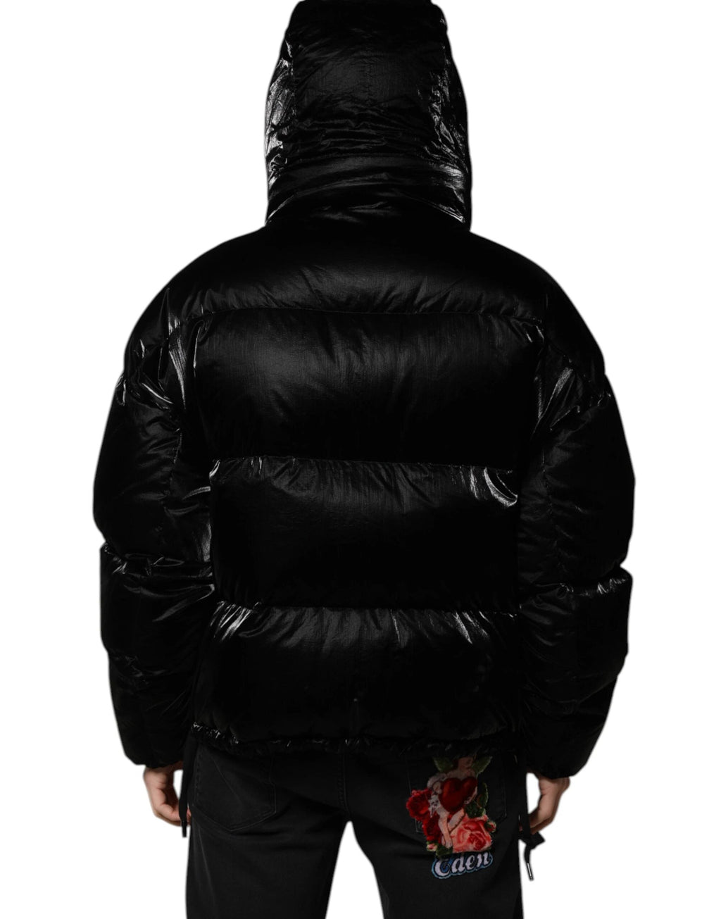 Dolce & Gabbana Black Logo Full Zip Hooded Quilted Jacket by Dolce & Gabbana