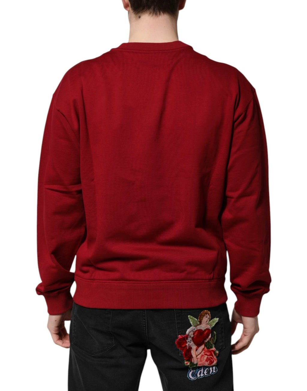 Dolce & Gabbana Red Embossed Logo Cotton Crew Neck Sweater by Dolce & Gabbana