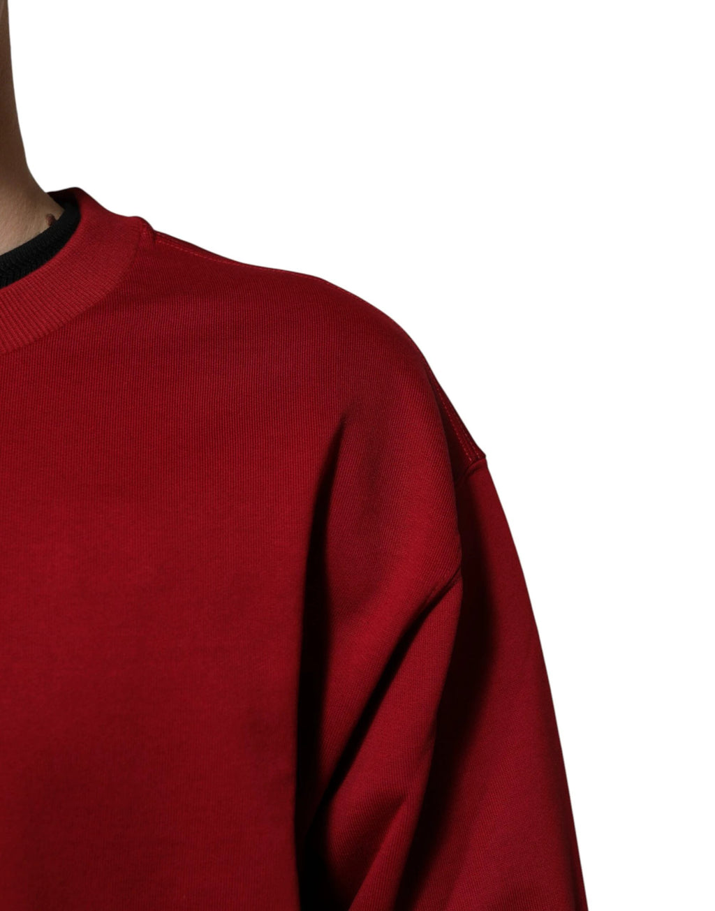 Dolce & Gabbana Red Embossed Logo Cotton Crew Neck Sweater by Dolce & Gabbana