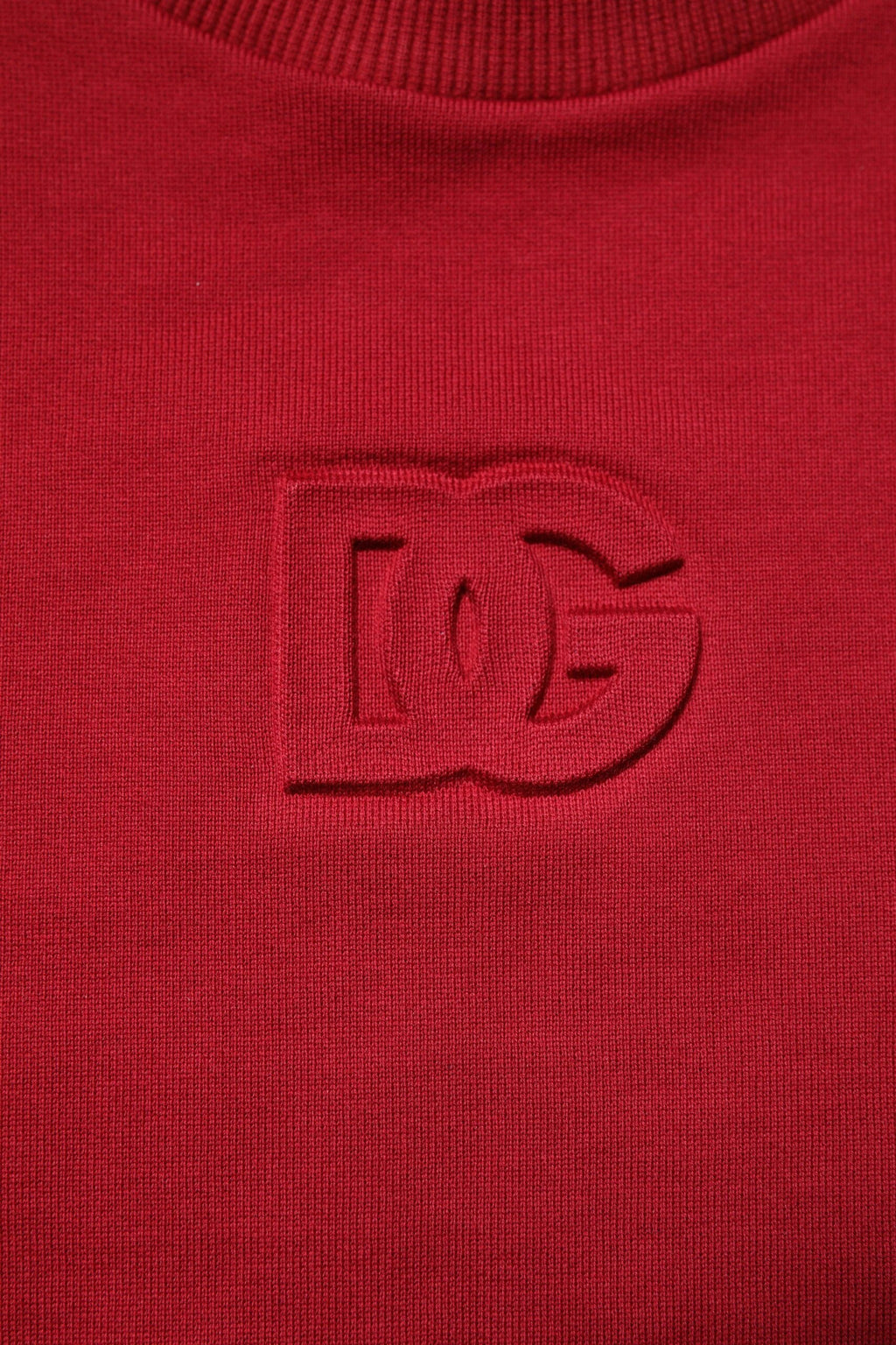 Dolce & Gabbana Red Embossed Logo Cotton Crew Neck Sweater by Dolce & Gabbana