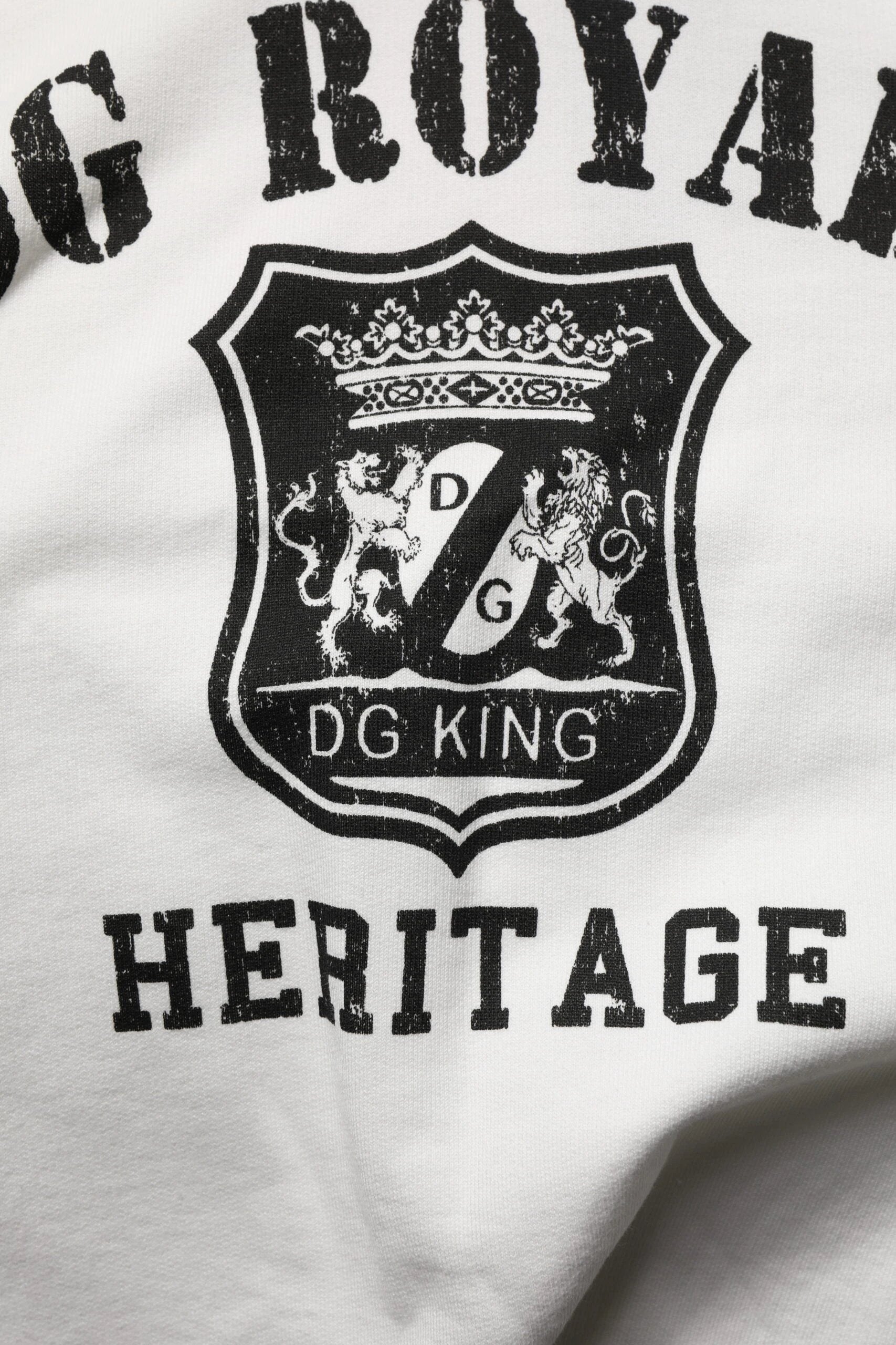 Dolce & Gabbana White Cotton DG ROYAL Print Hooded Sweater by Dolce & Gabbana