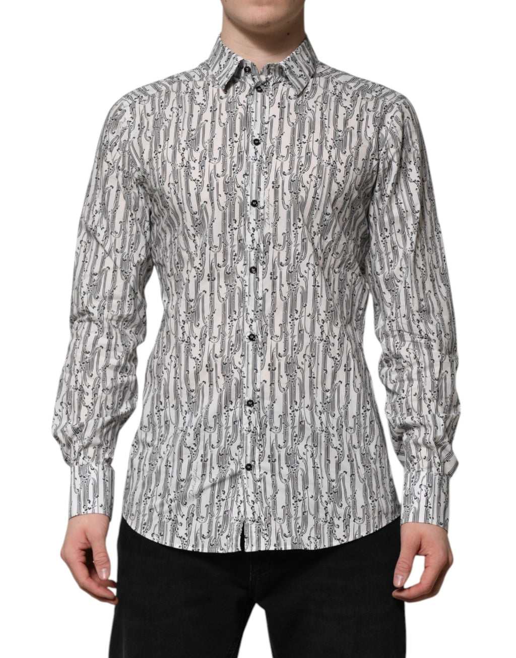 Dolce & Gabbana White Floral Print Casual Long Sleeves Shirt by Dolce & Gabbana