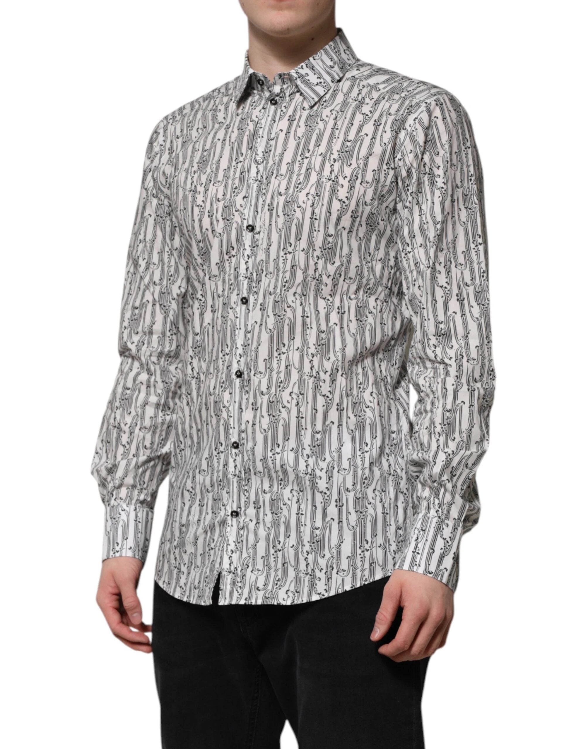 Dolce & Gabbana White Floral Print Casual Long Sleeves Shirt by Dolce & Gabbana