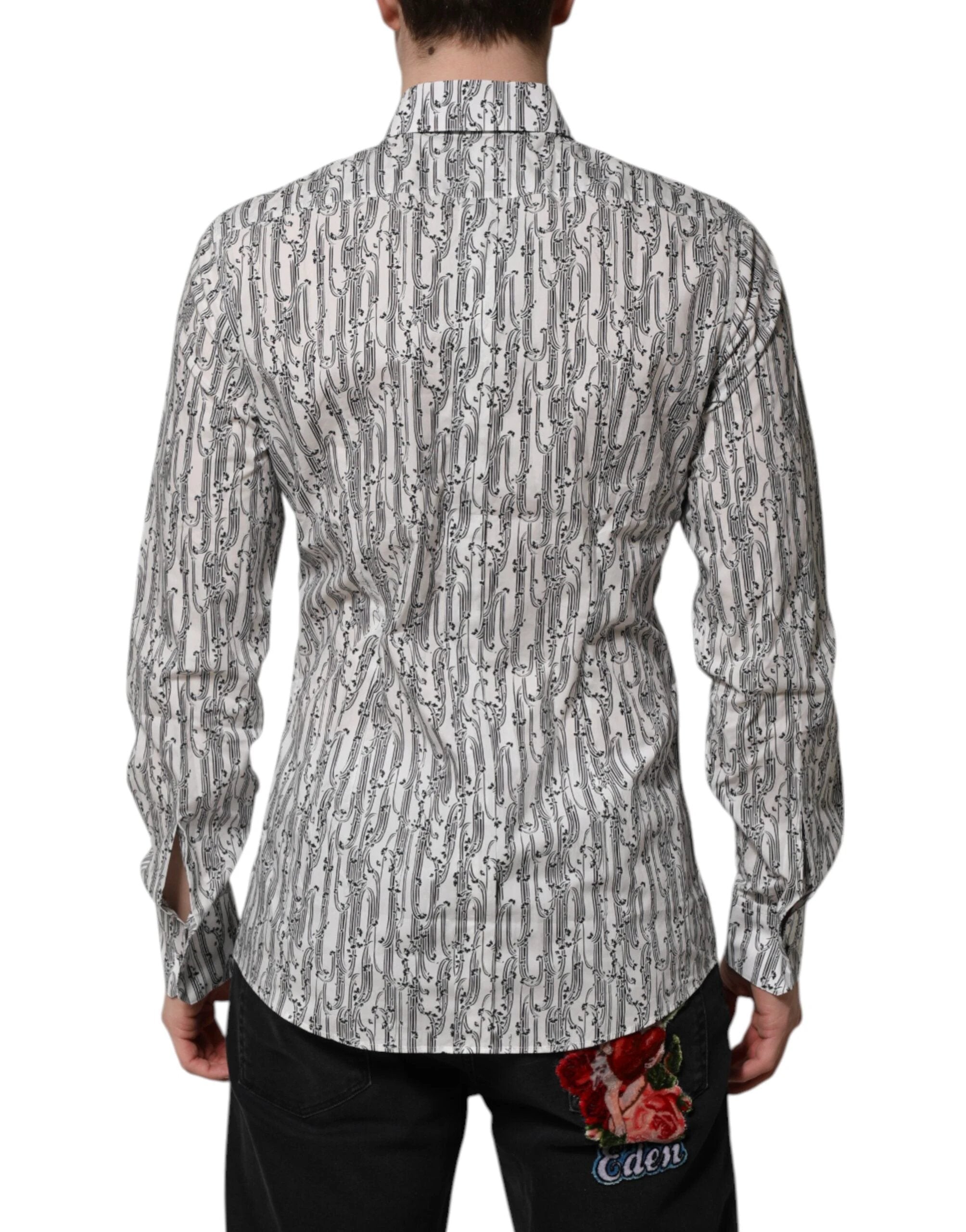 Dolce & Gabbana White Floral Print Casual Long Sleeves Shirt by Dolce & Gabbana