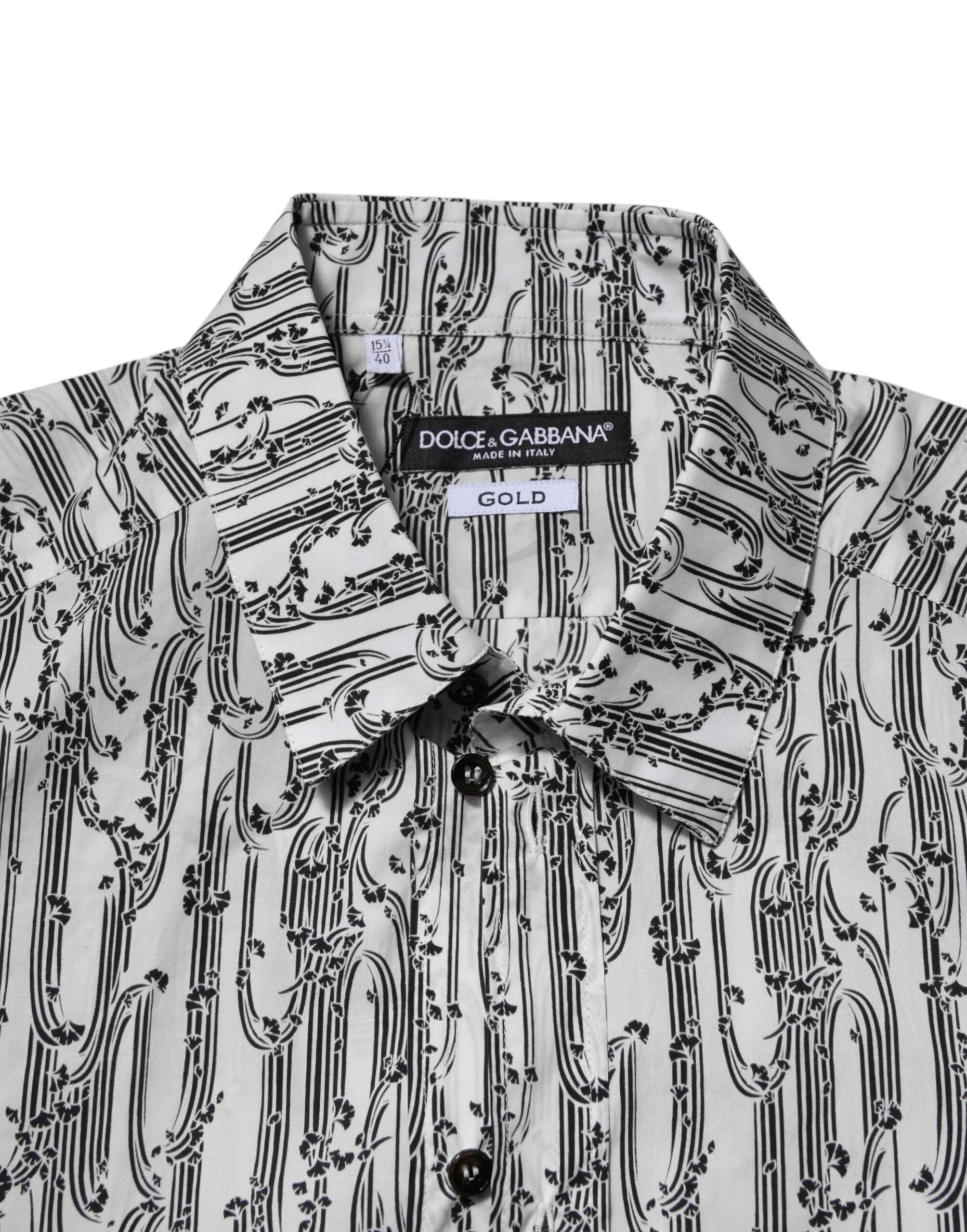 Dolce & Gabbana White Floral Print Casual Long Sleeves Shirt by Dolce & Gabbana