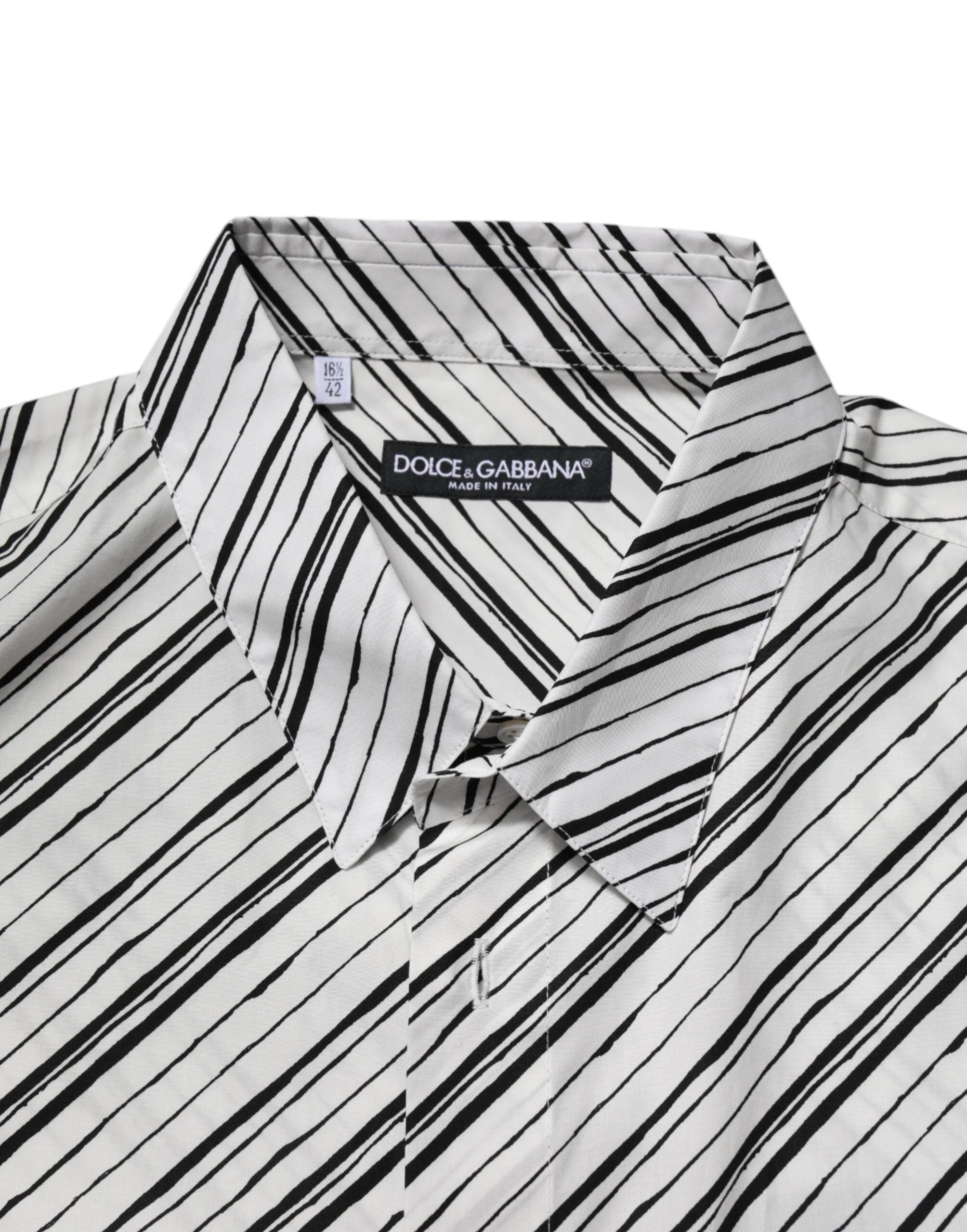 Dolce & Gabbana White Striped Long Sleeves Men Formal Shirt by Dolce & Gabbana
