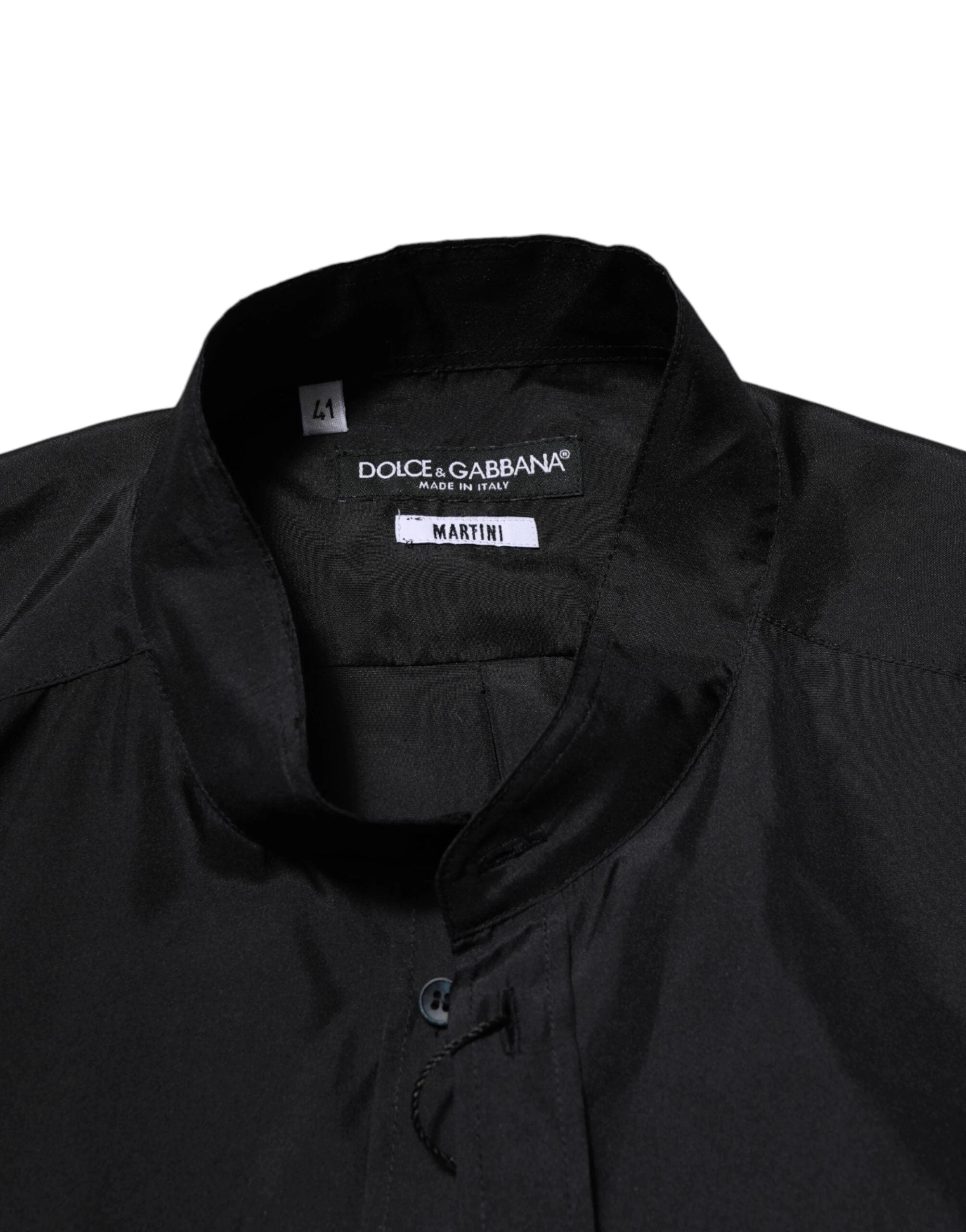 Dolce & Gabbana Dark Blue Silk MARTINI Men Formal Dress Shirt by Dolce & Gabbana