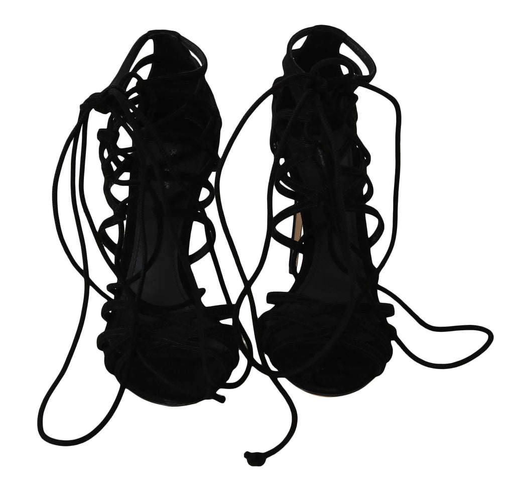 Dolce & Gabbana Black Suede Strap Stilettos Sandals by Dolce & Gabbana