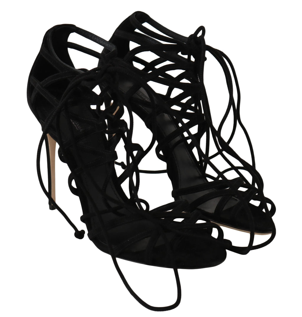 Dolce & Gabbana Black Suede Strap Stilettos Sandals by Dolce & Gabbana