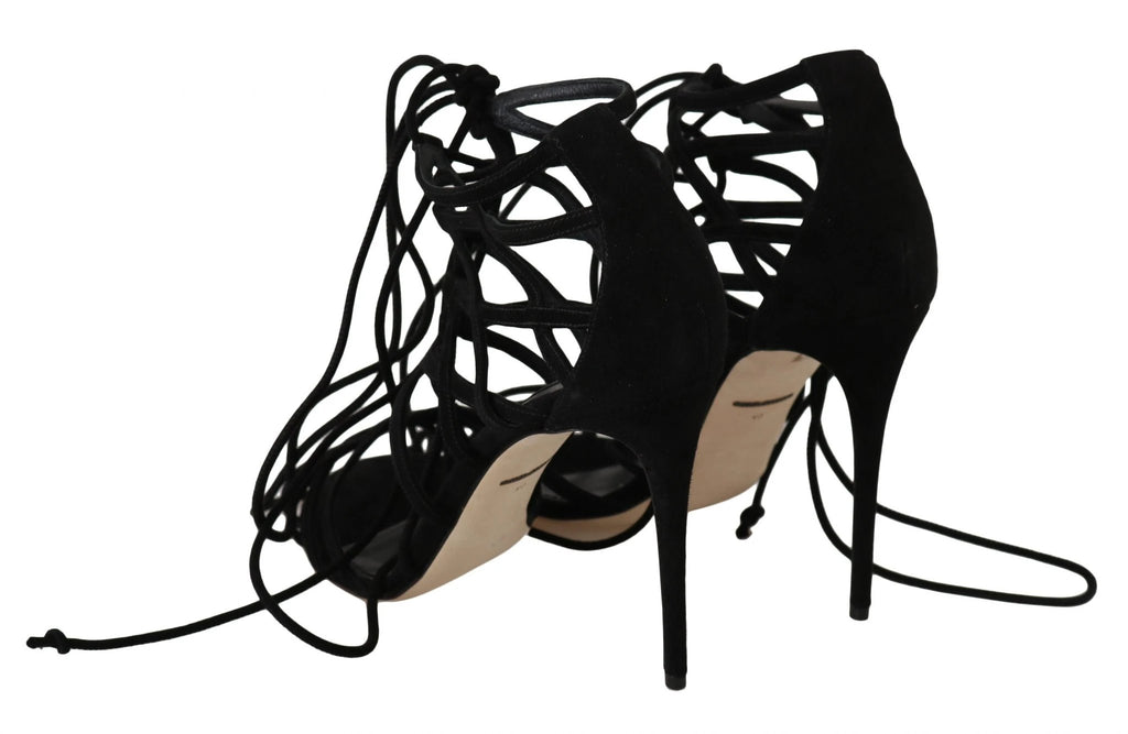 Dolce & Gabbana Black Suede Strap Stilettos Sandals by Dolce & Gabbana