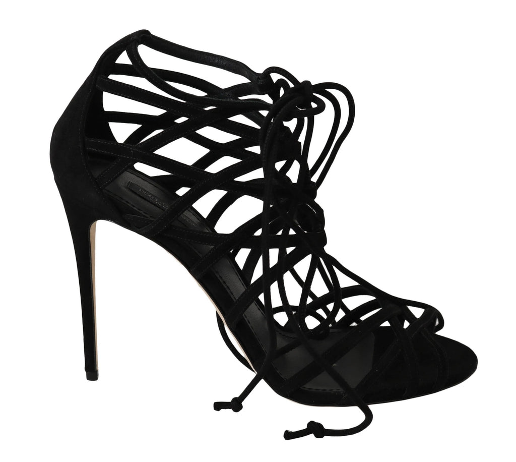 Dolce & Gabbana Black Suede Strap Stilettos Sandals by Dolce & Gabbana