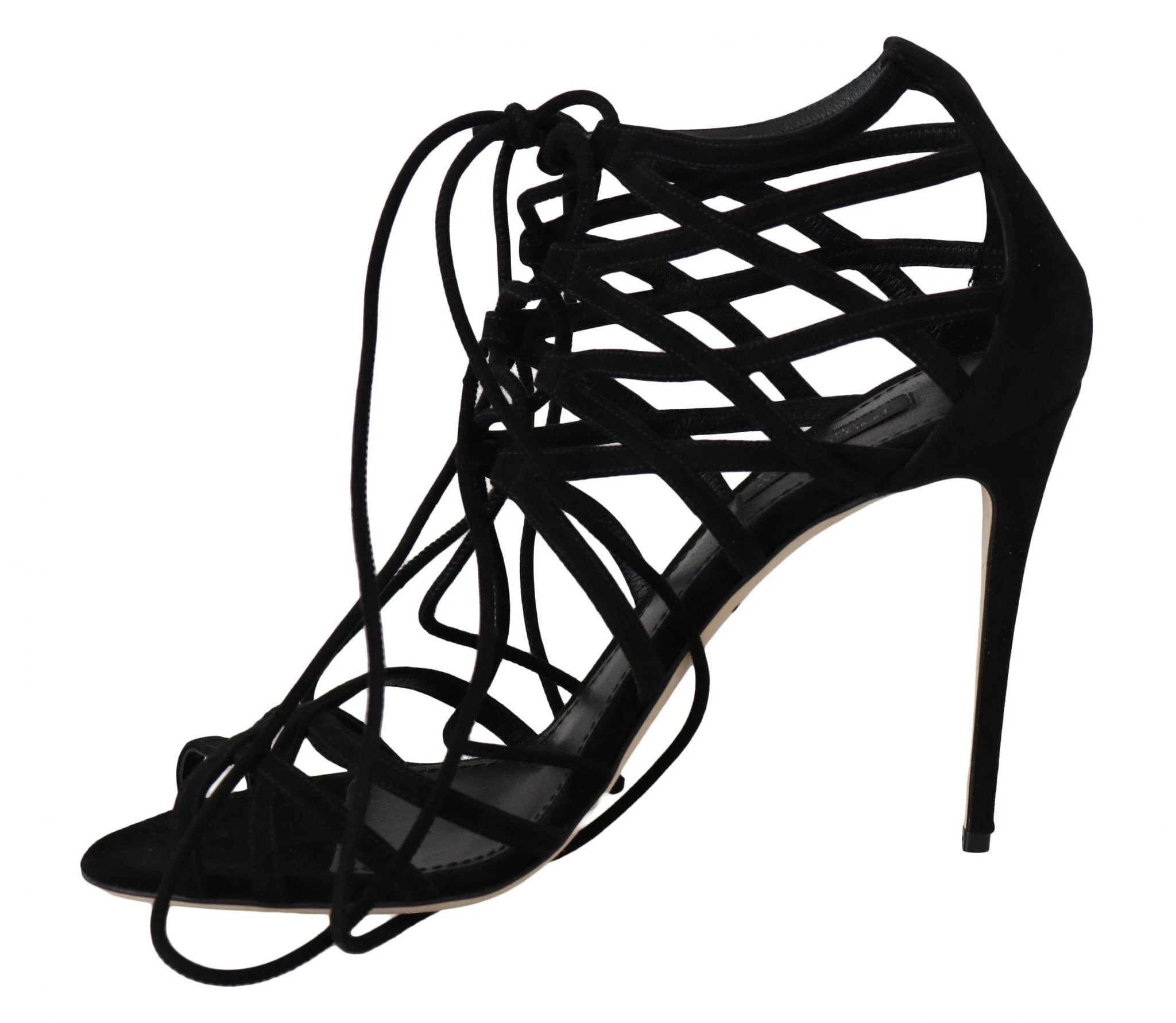 Dolce & Gabbana Black Suede Strap Stilettos Sandals by Dolce & Gabbana