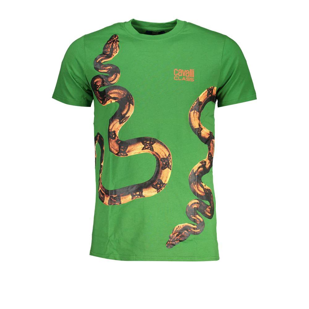 T-shirt homme Cavalli Class Verde en coton